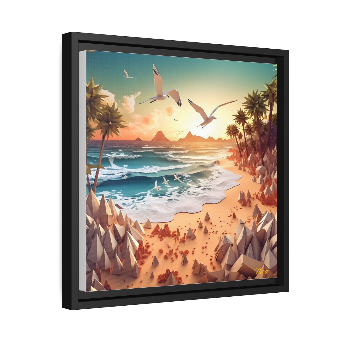 By The Seaside Series Print #4 - Black Framed Canvas Print