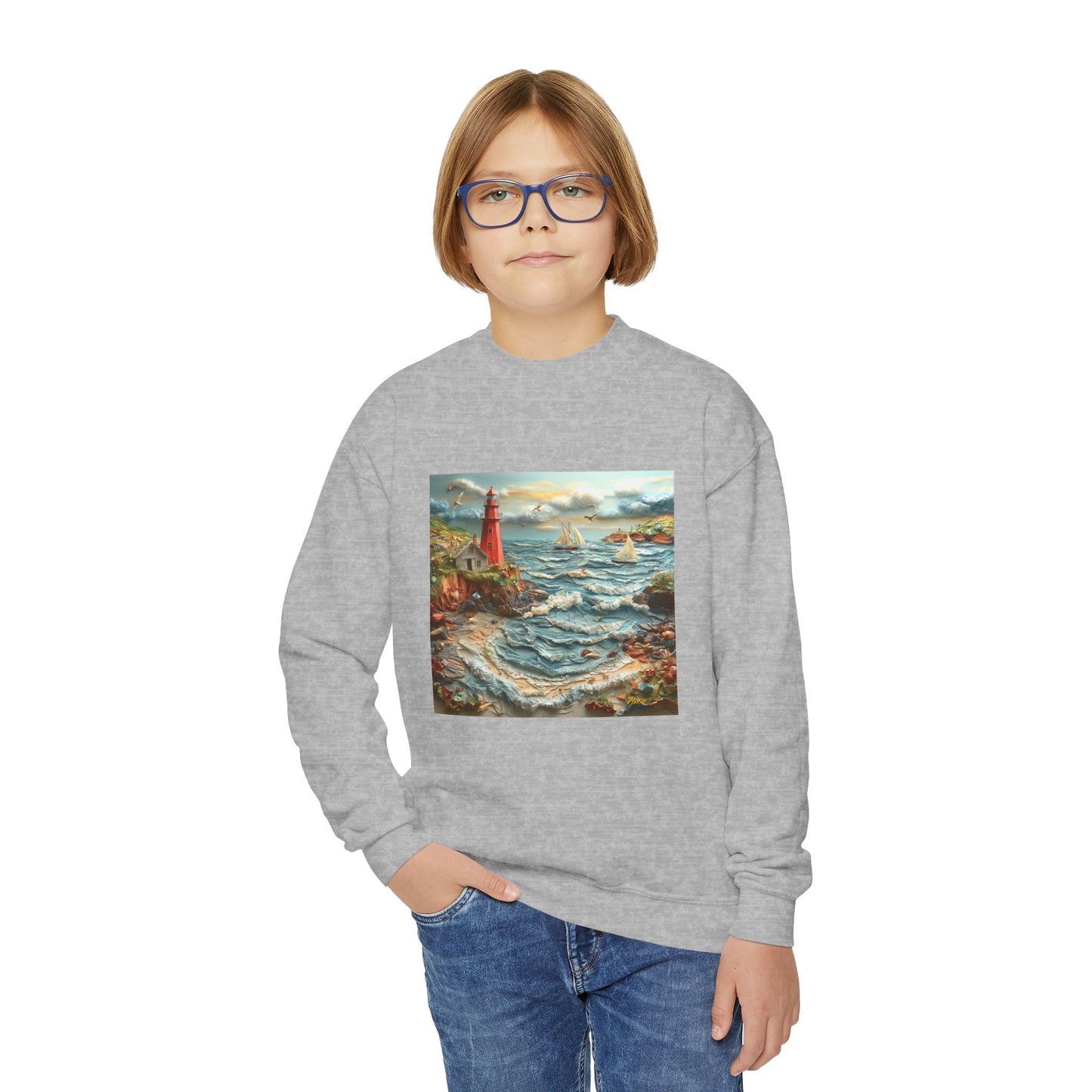 By The Seaside Series Print #2 Youth Crewneck Sweatshirt