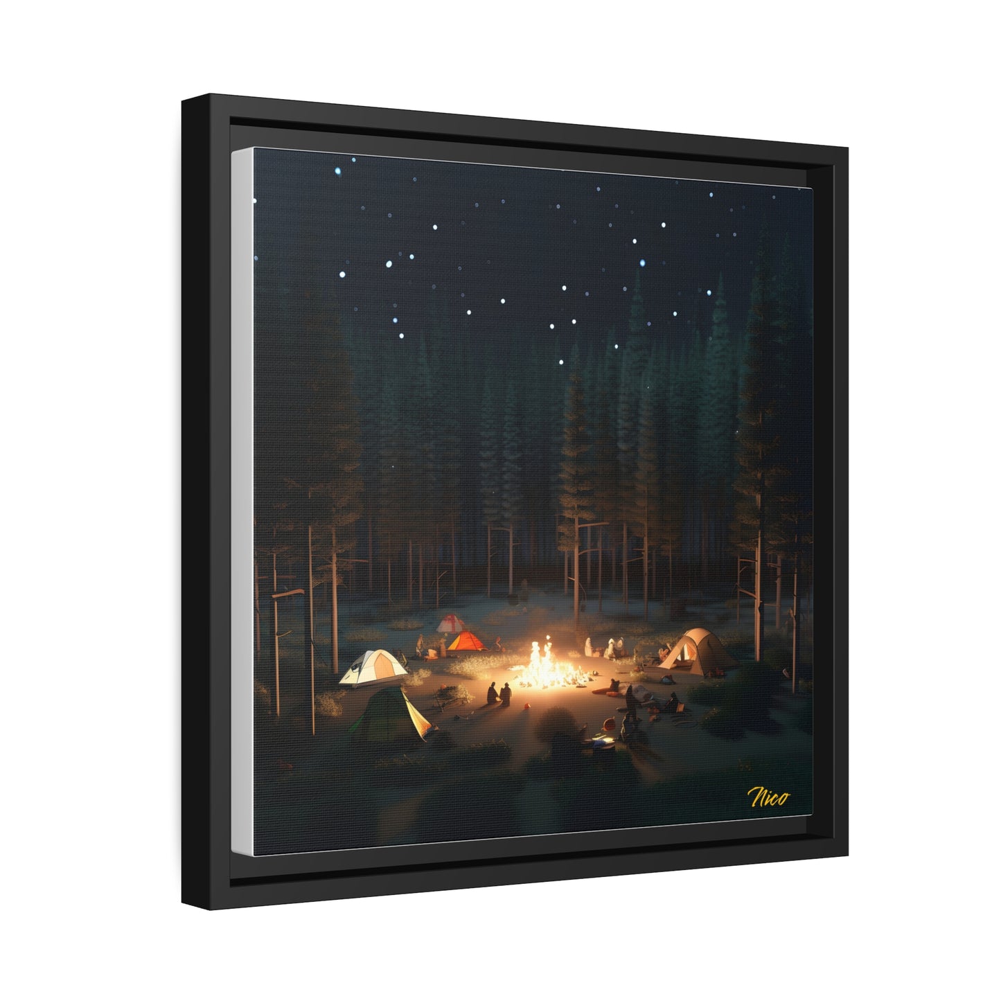 Campfire Series Print #2 - Black Framed Canvas Print