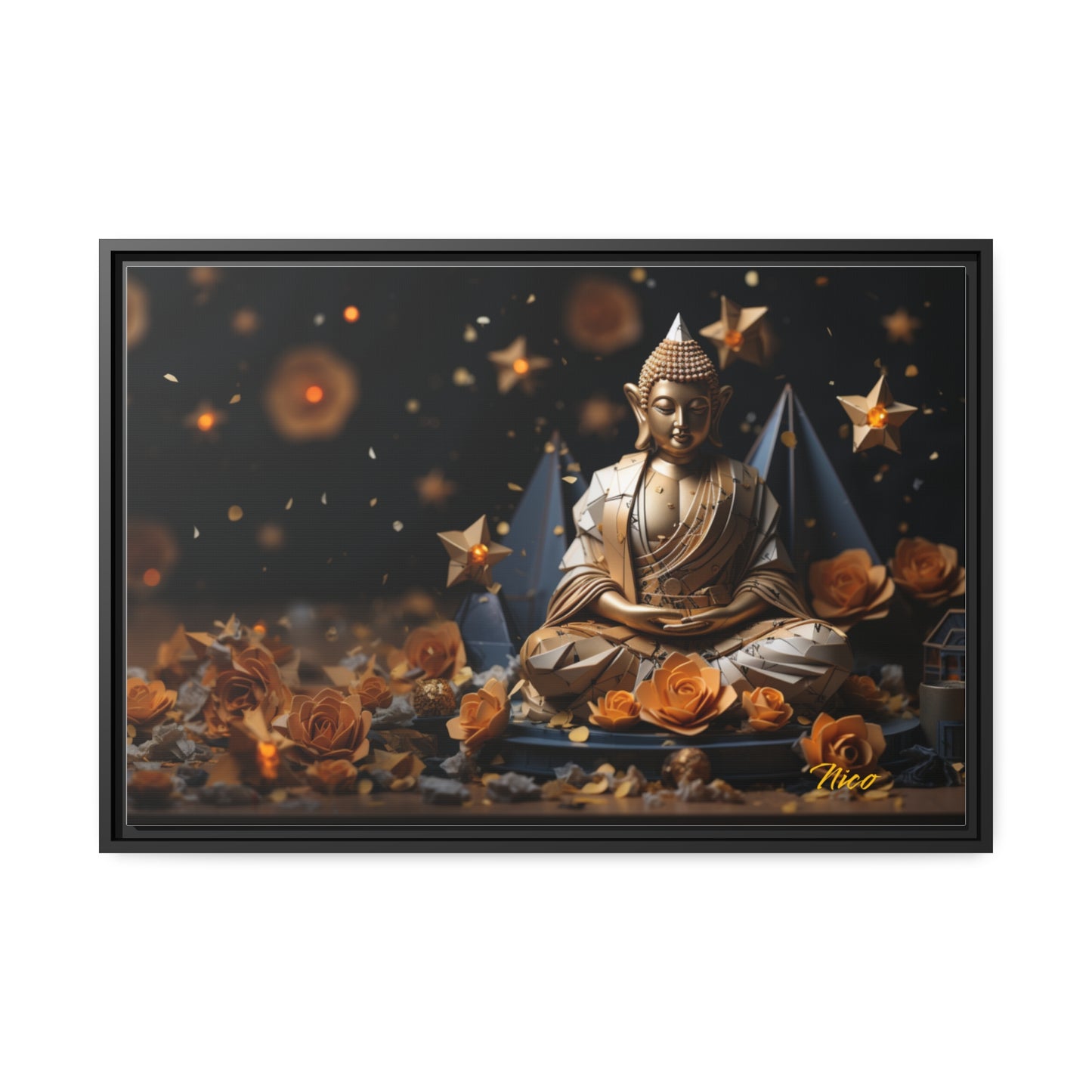 Ascending Buddha Series Print #5 - Black Framed Canvas Print