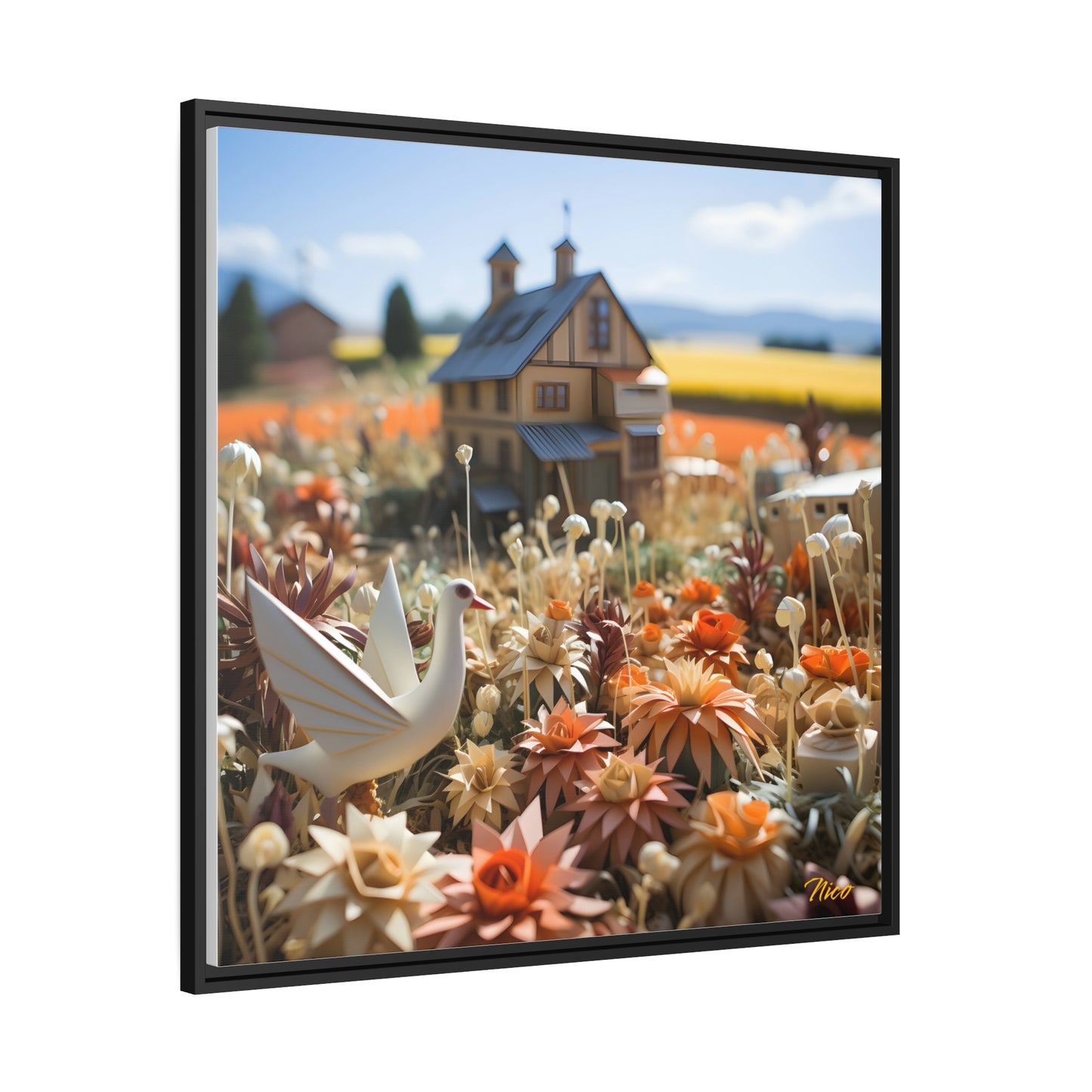 Meadow By The Farm Series Print #9 - Black Framed Canvas Print