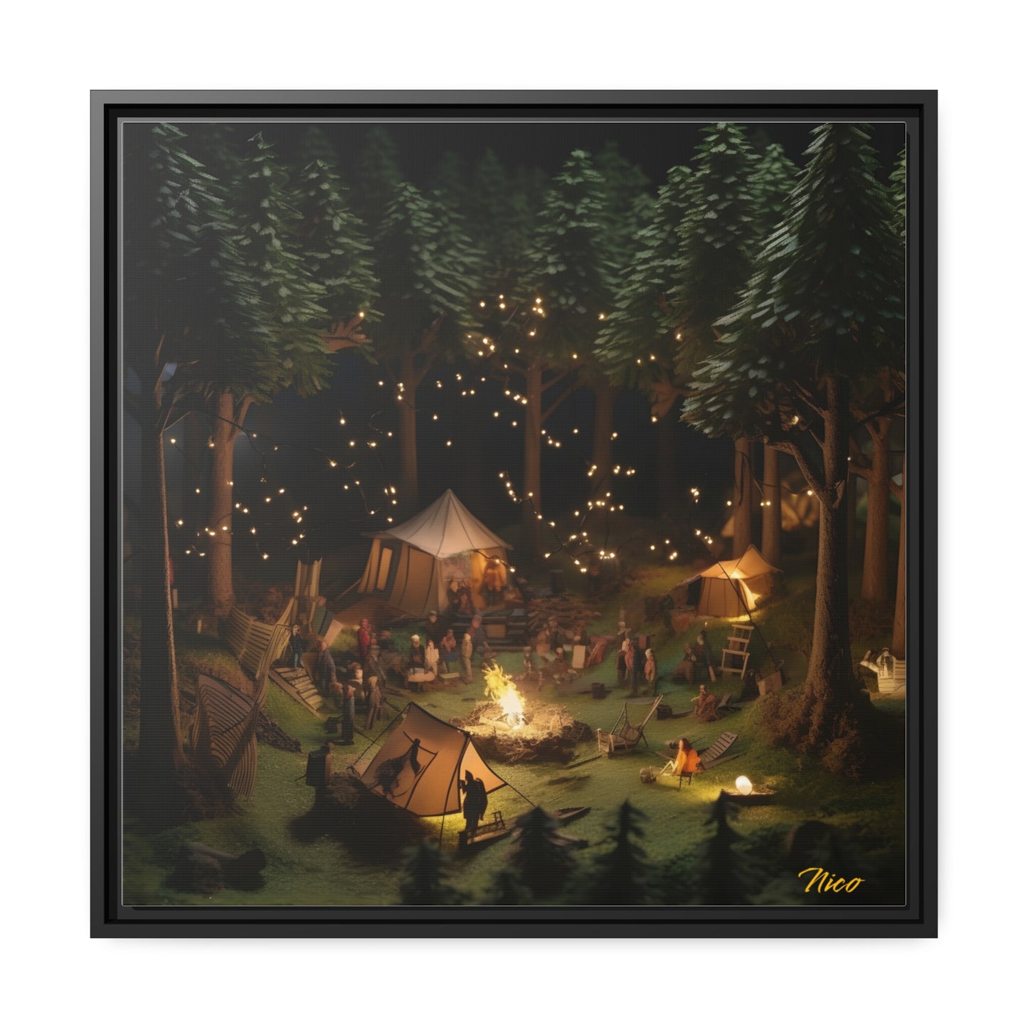 Campfire Series Print #5 - Black Framed Canvas Print