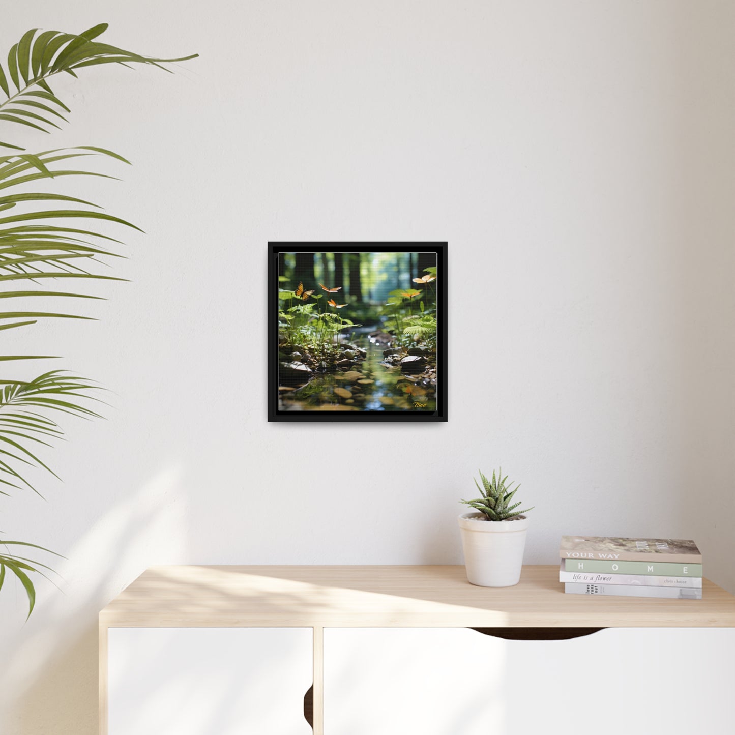 Relaxing By The Brook Series Print #9 - Black Framed Canvas Print