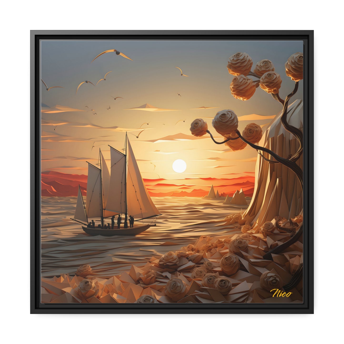 Into The Sunset Series Print #10 - Black Framed Canvas Print