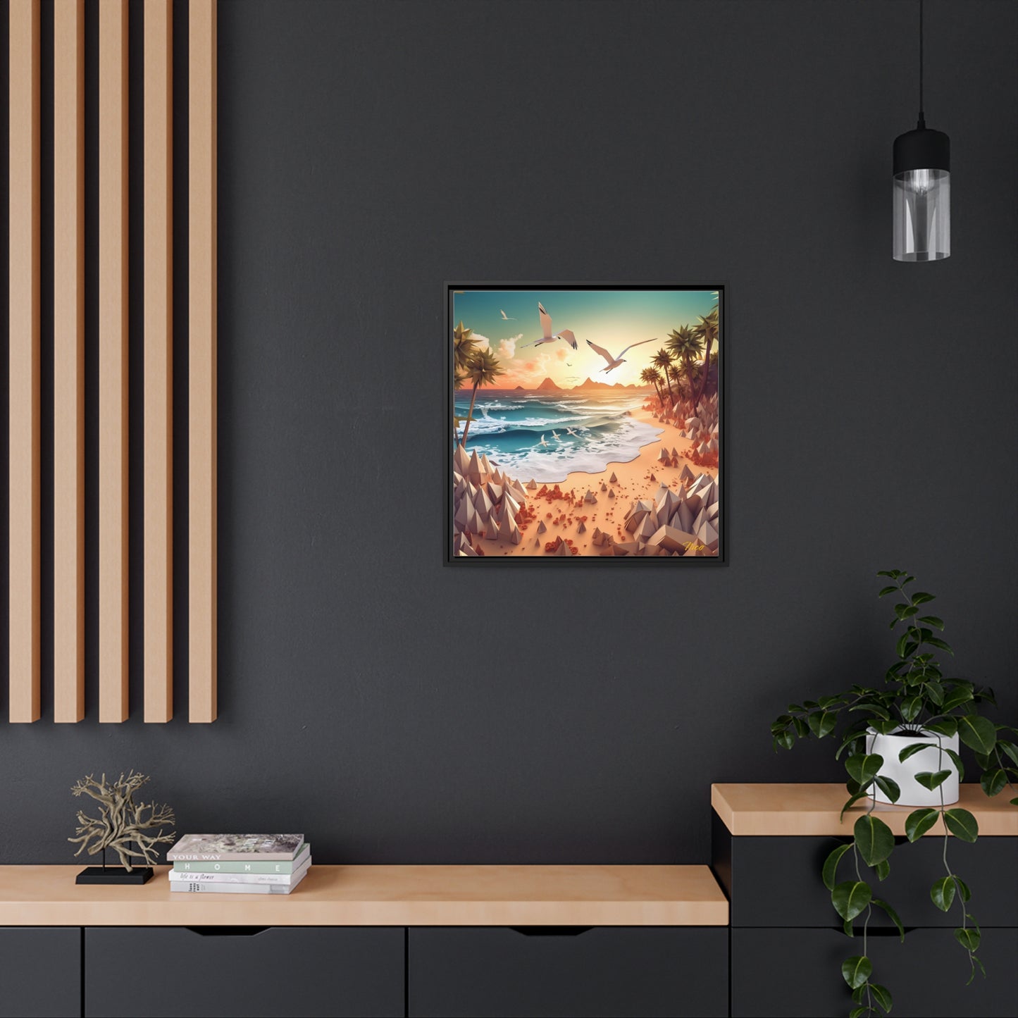 By The Seaside Series Print #4 - Black Framed Canvas Print