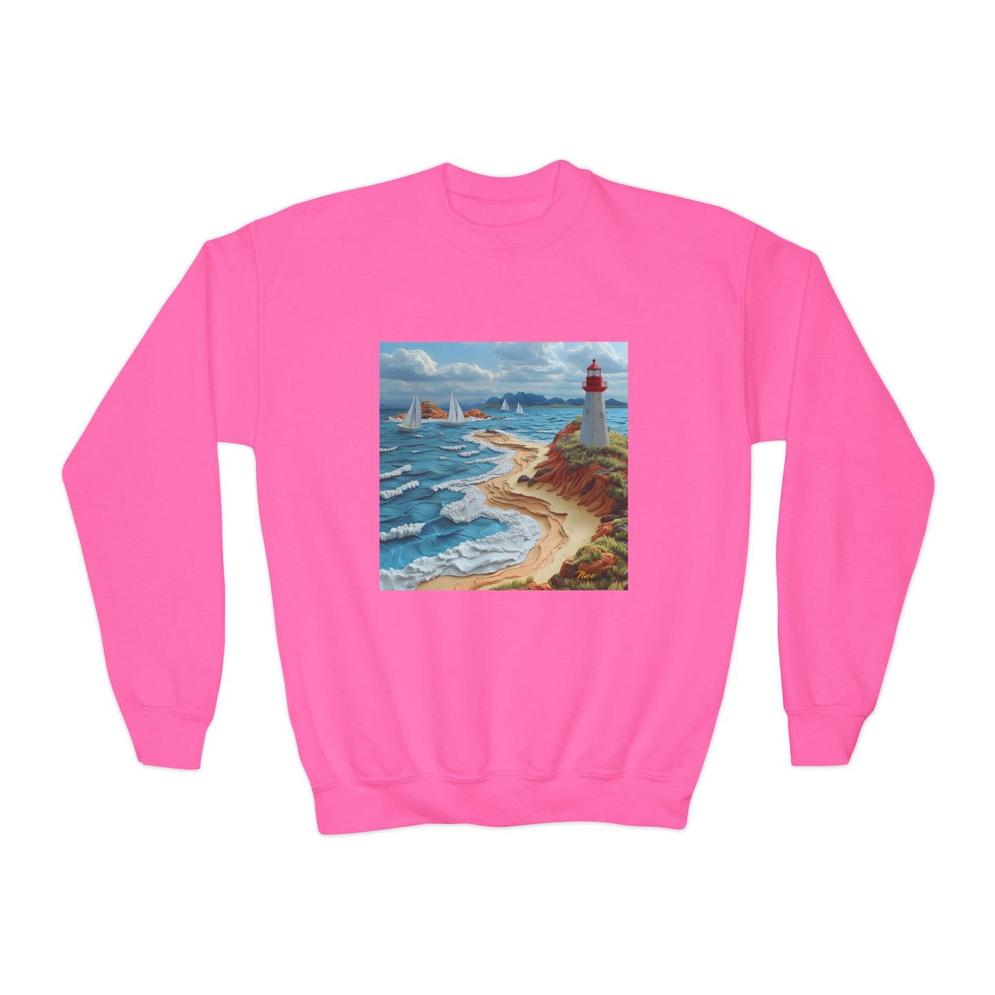 By The Seaside Series Print #4 Youth Crewneck Sweatshirt