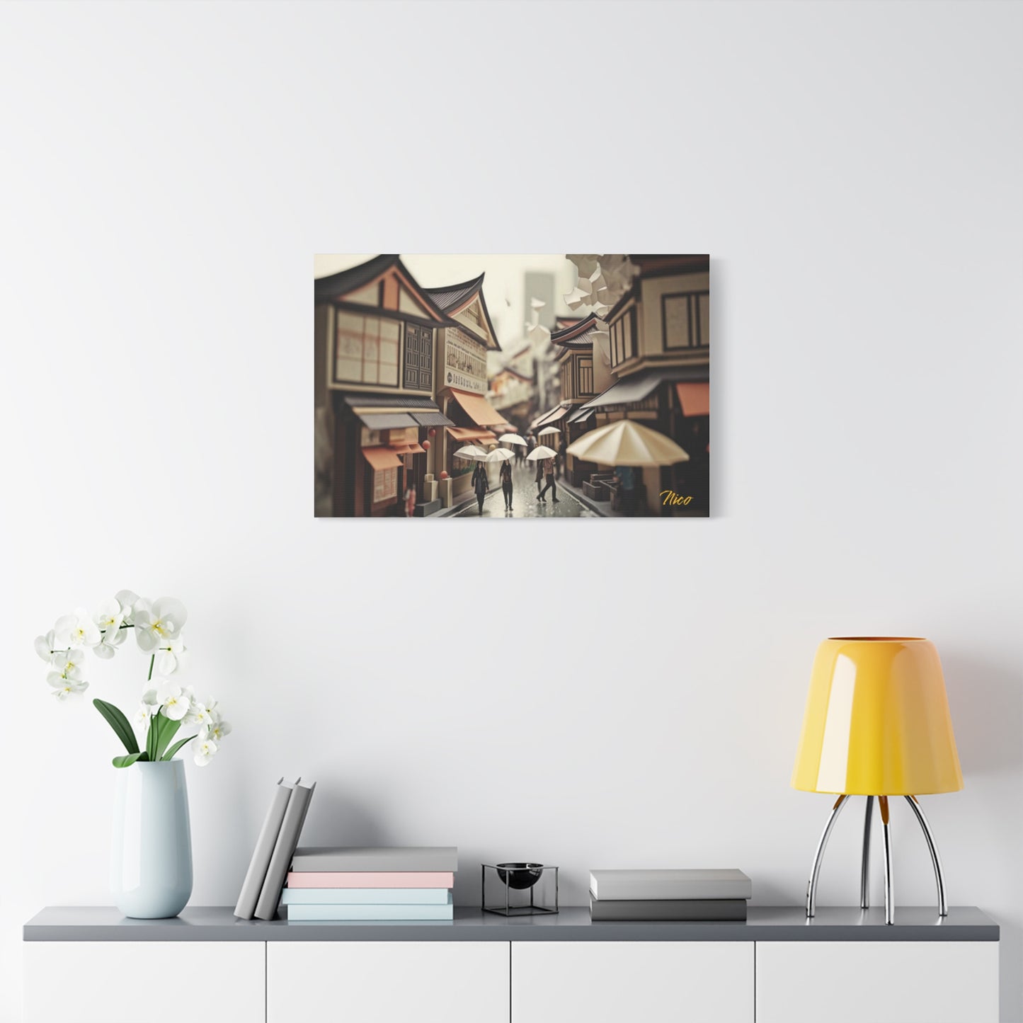 Oriental Rain Series Print #7 - Streched Matte Extended Canvas Print, 1.25" Thick