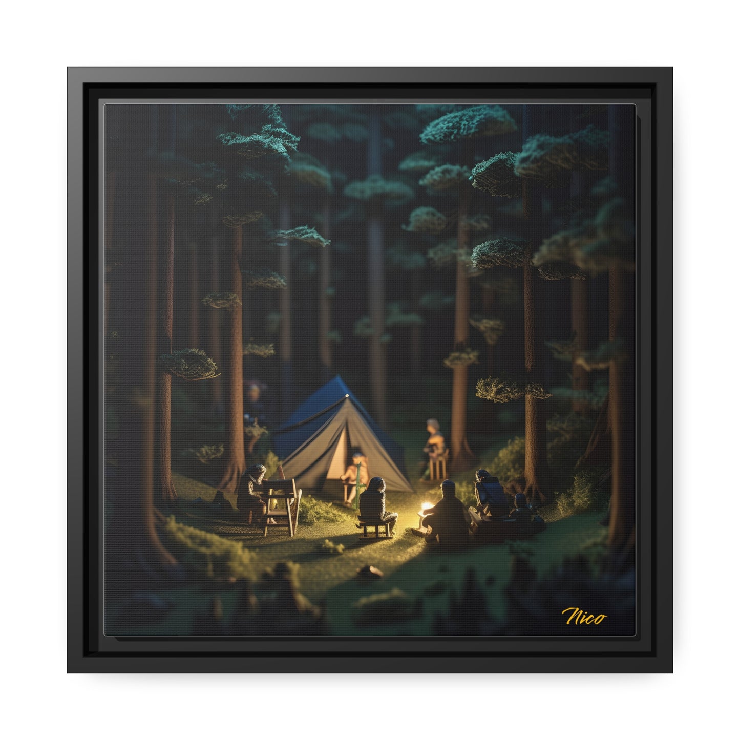 Campfire Series Print #6 - Black Framed Canvas Print