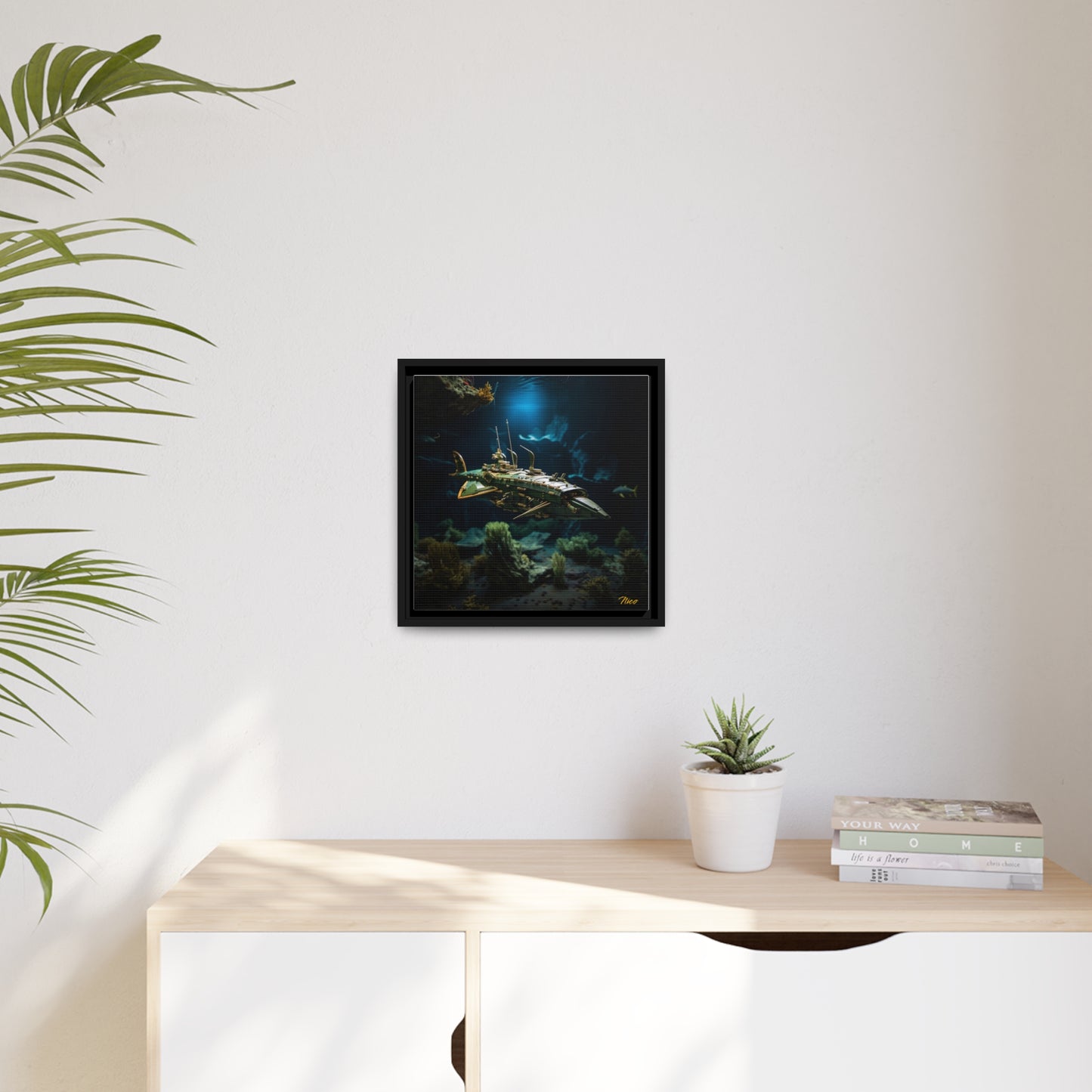 20,000 Under The Sea Series Print #1 - Black Framed Canvas Print