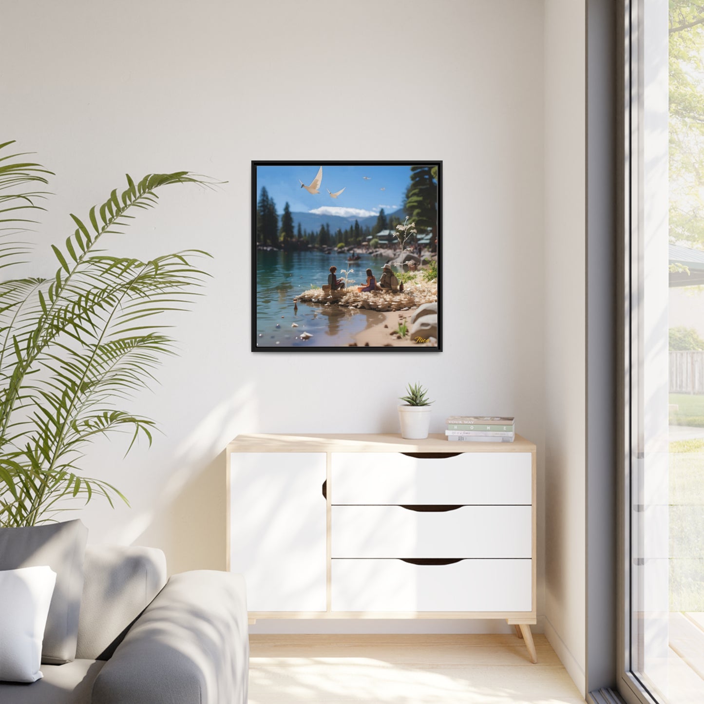 Mountain Lake Series Print #7 - Black Framed Canvas Print