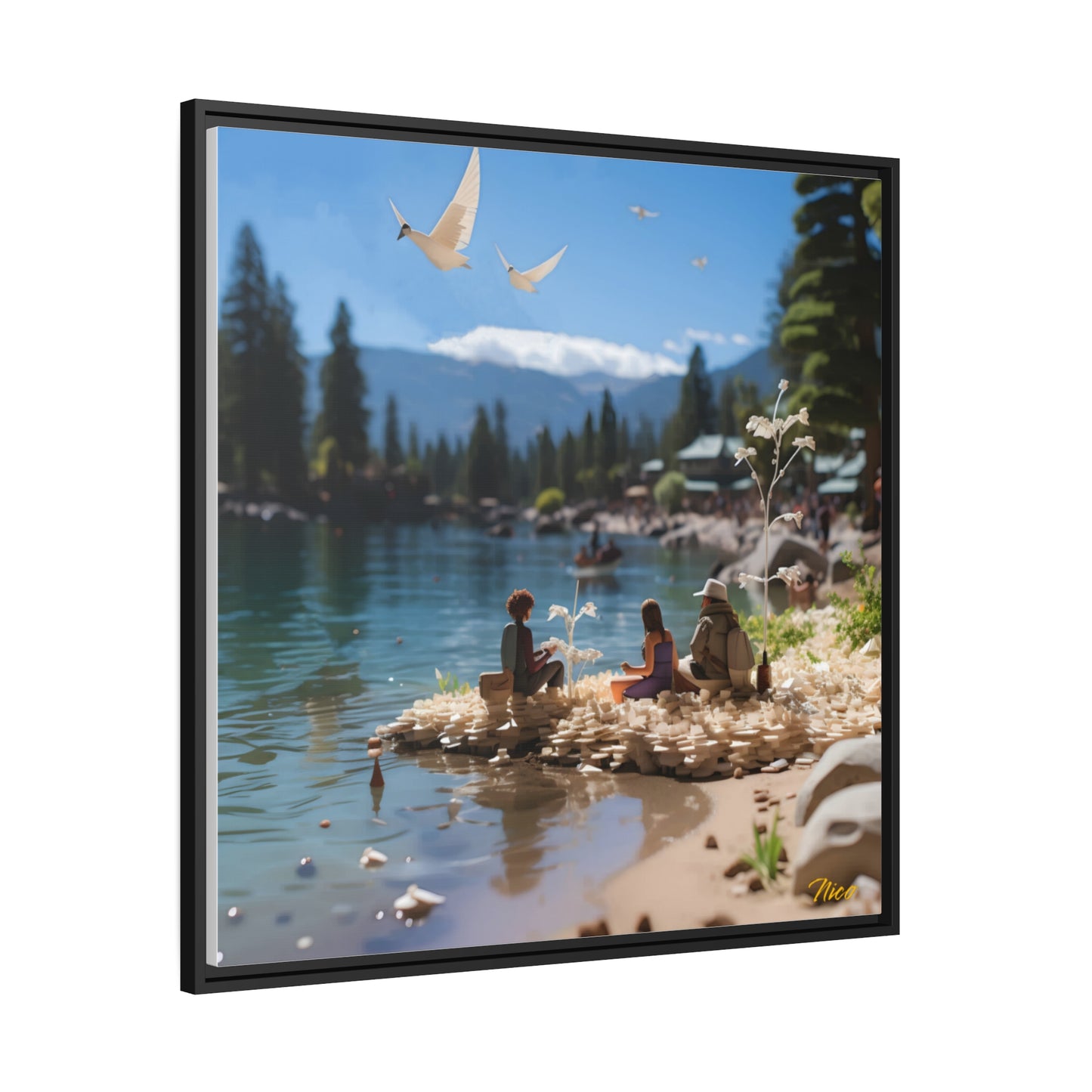 Mountain Lake Series Print #7 - Black Framed Canvas Print