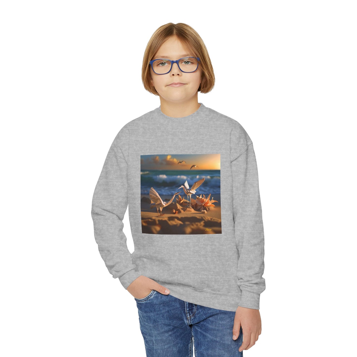 By The Seaside Series Print #3 Youth Crewneck Sweatshirt