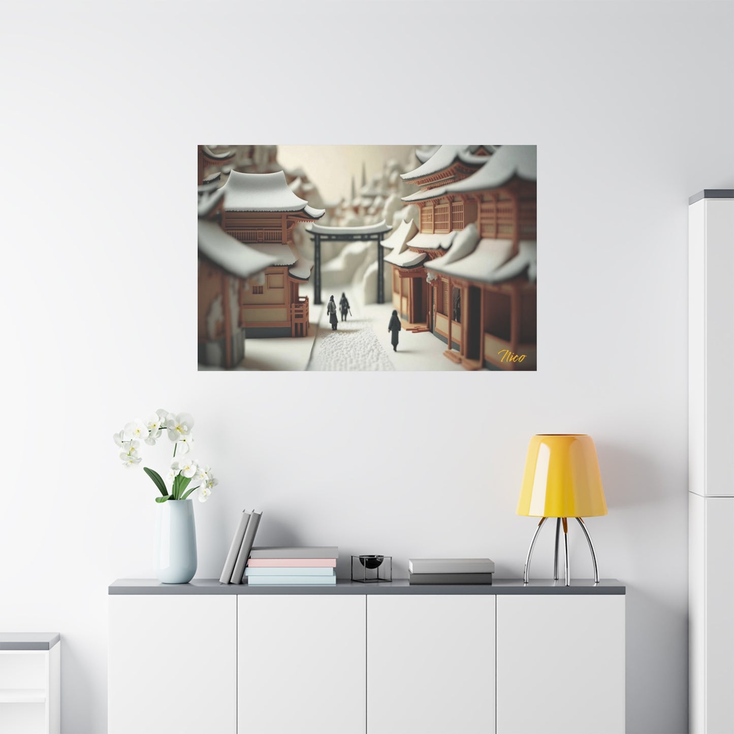 Asian Snow Series Print #2 - Streched Matte Extended Canvas Print, 1.25" Thick