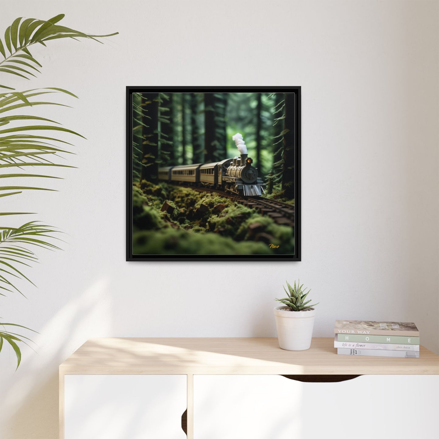 Black Framed Matte Canvas Print - Featuring the Orient Express Series Print #7 by origami artist Nico