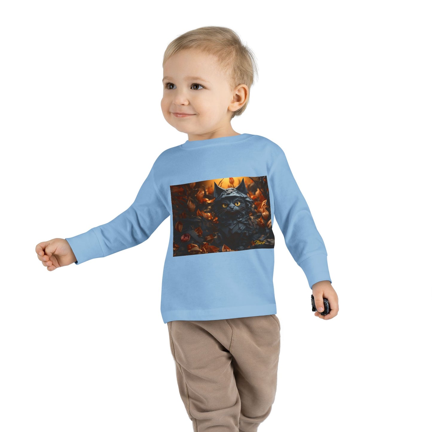 Halloween 2024 Series Print #2 "The Kitty Of Evil!" Toddler Long Sleeve Tee