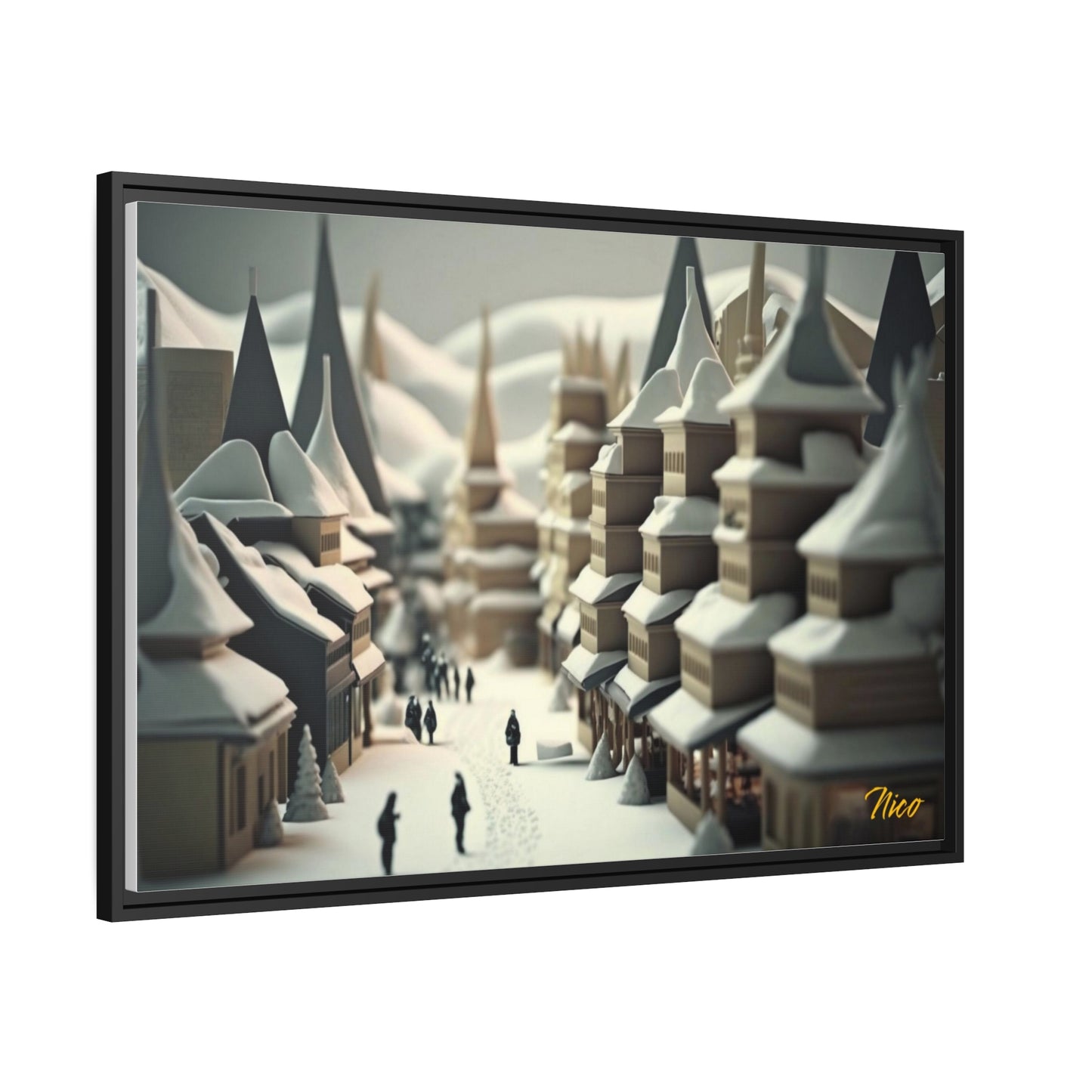 Asian Snow Series Print #1 - Extended Black Framed Canvas Print