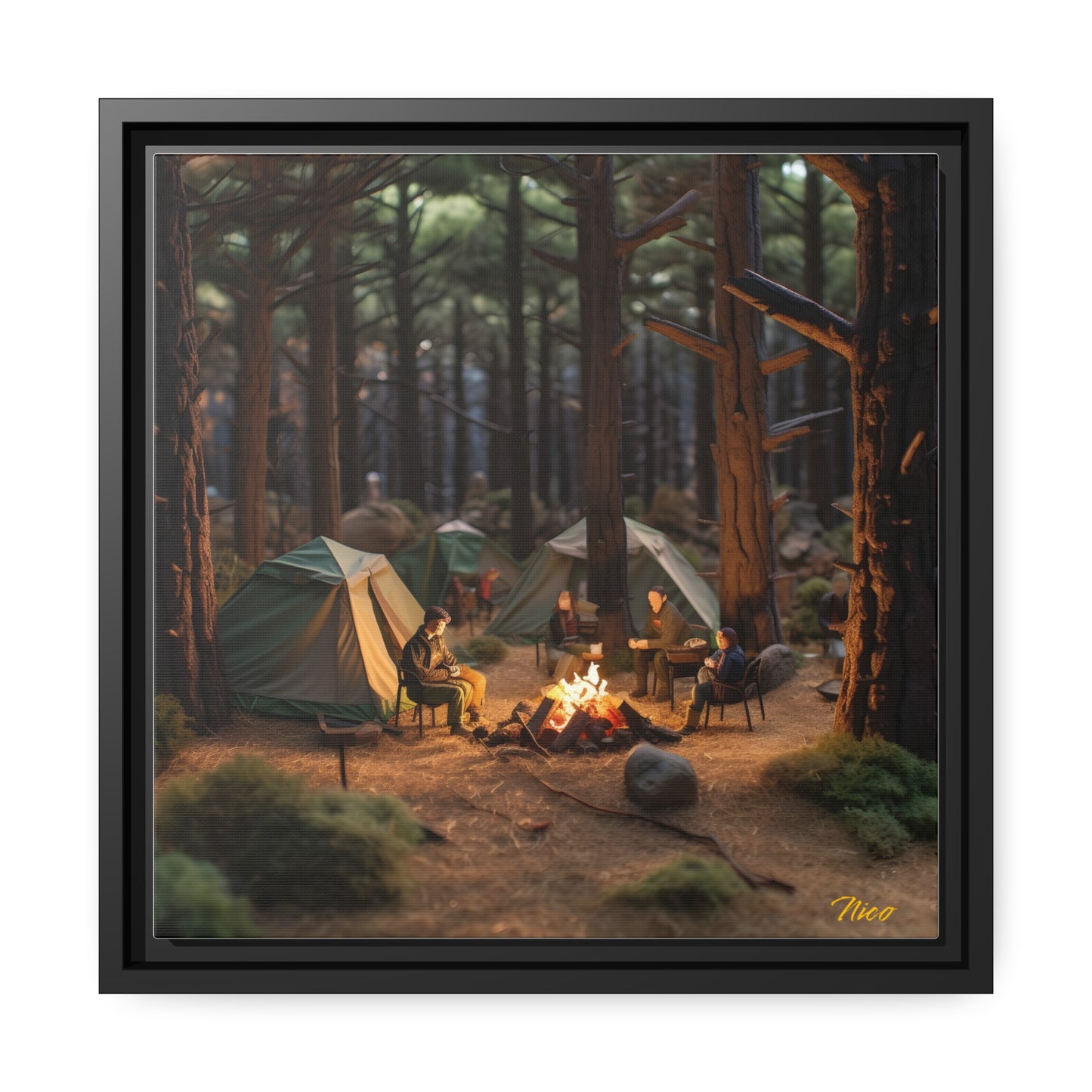 Campfire Series Print #1 - Black Framed Canvas Print