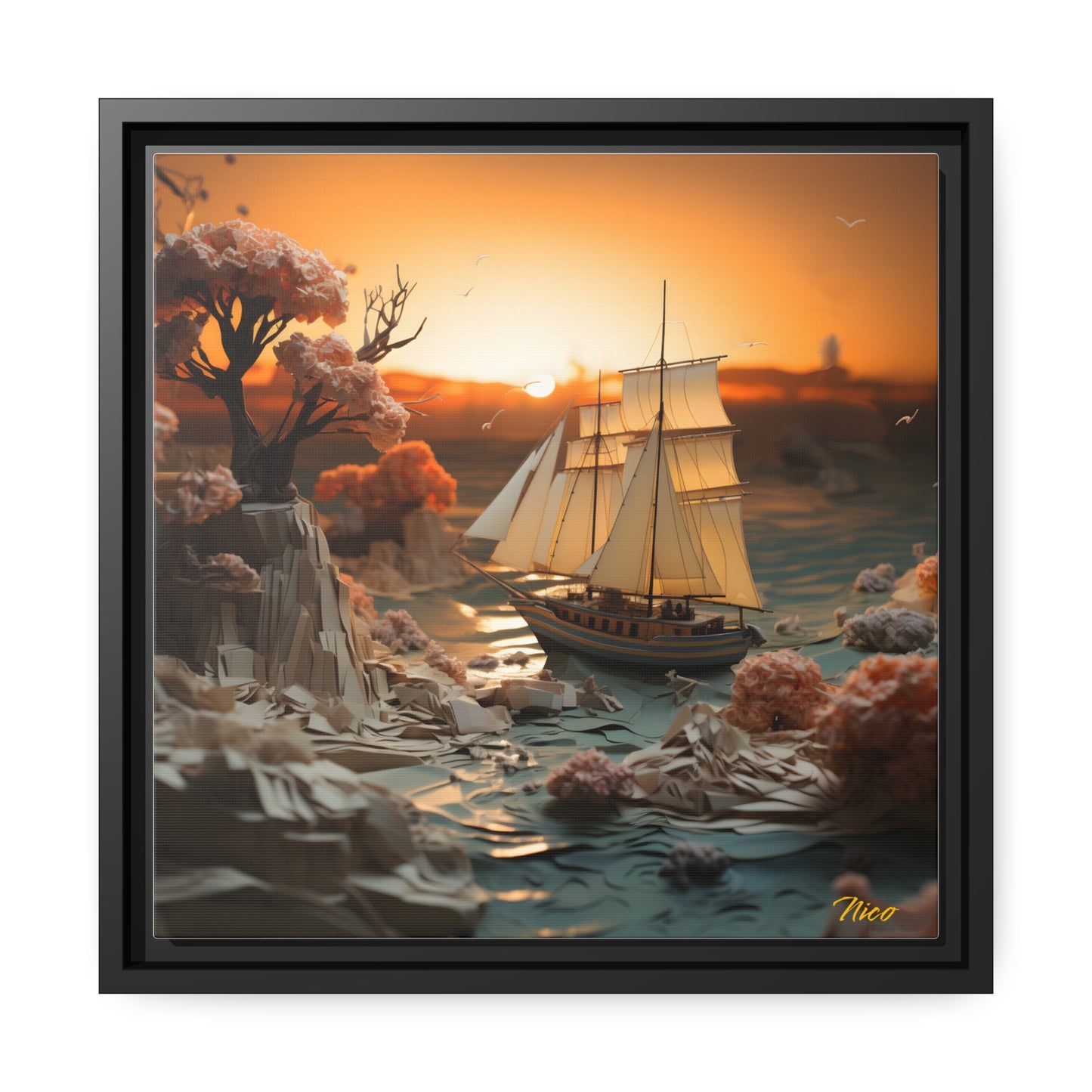 Into The Sunset Series Print #3 - Black Framed Canvas Print