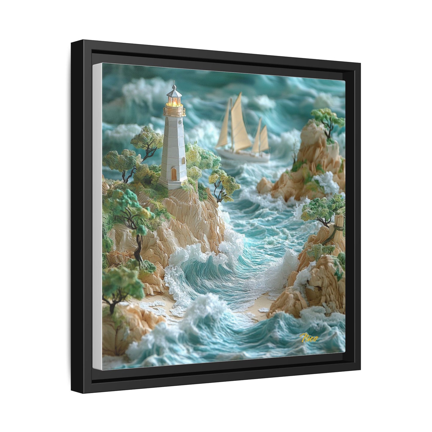 By The Seaside Series Print #9 - Black Framed Canvas Print