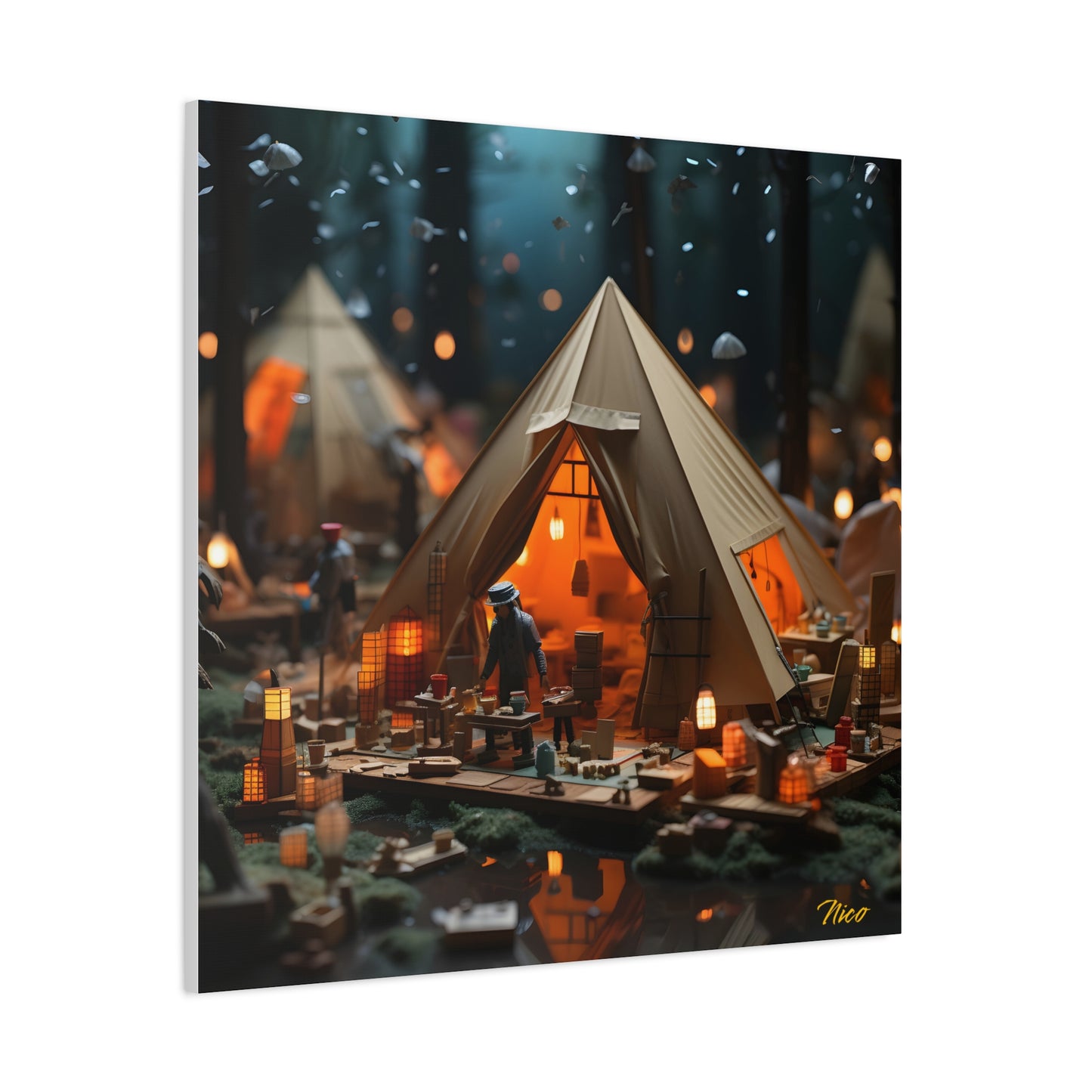 Camping In The Rain Series Print #8 - Streched Matte Canvas Print, 1.25" Thick