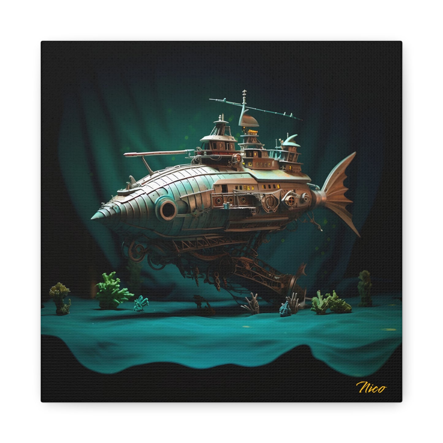 20,000 Leagues Under The Sea Series Print #2 - Streched Matte Canvas Print, 1.25" Thick