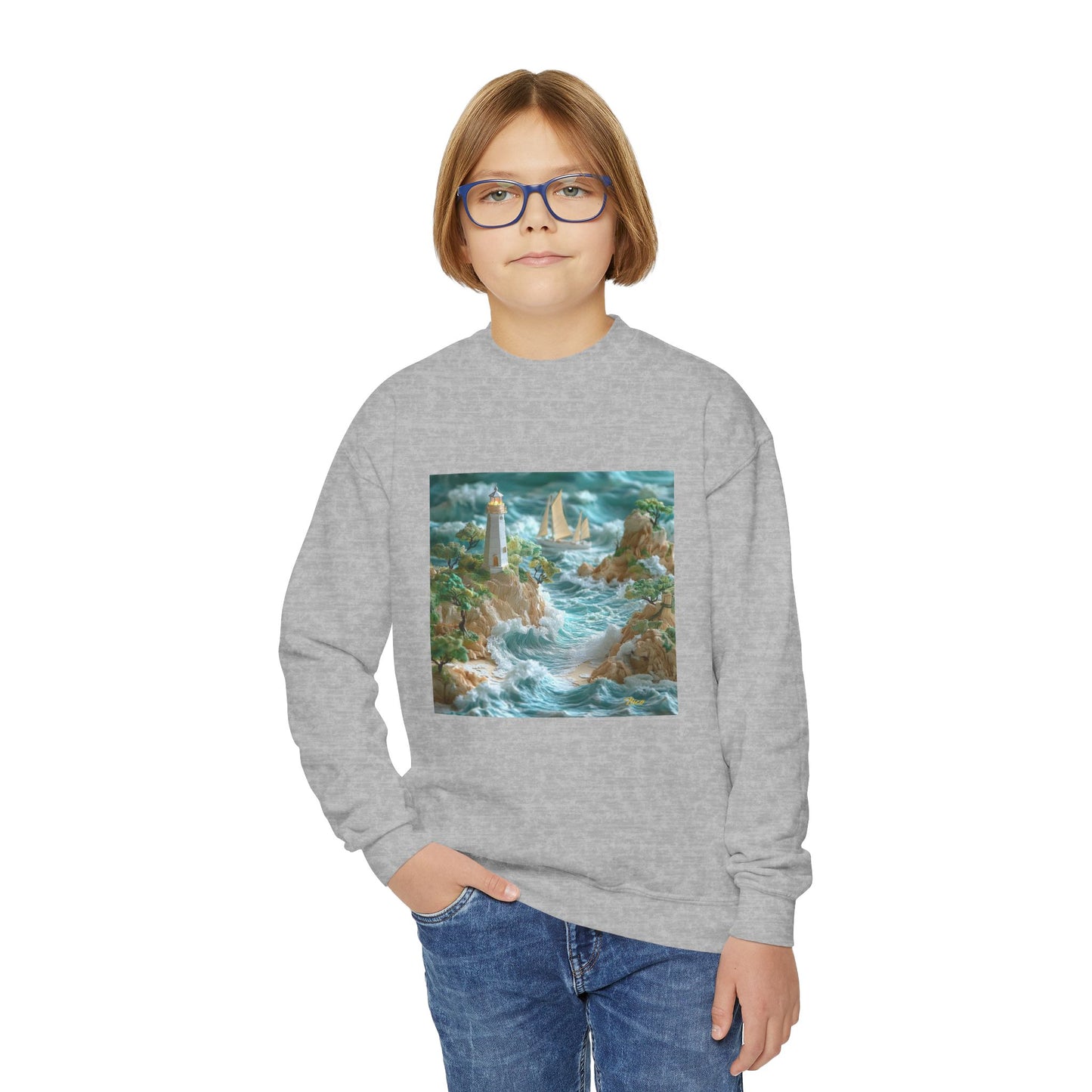 By The Seaside Series Print #9 Youth Crewneck Sweatshirt