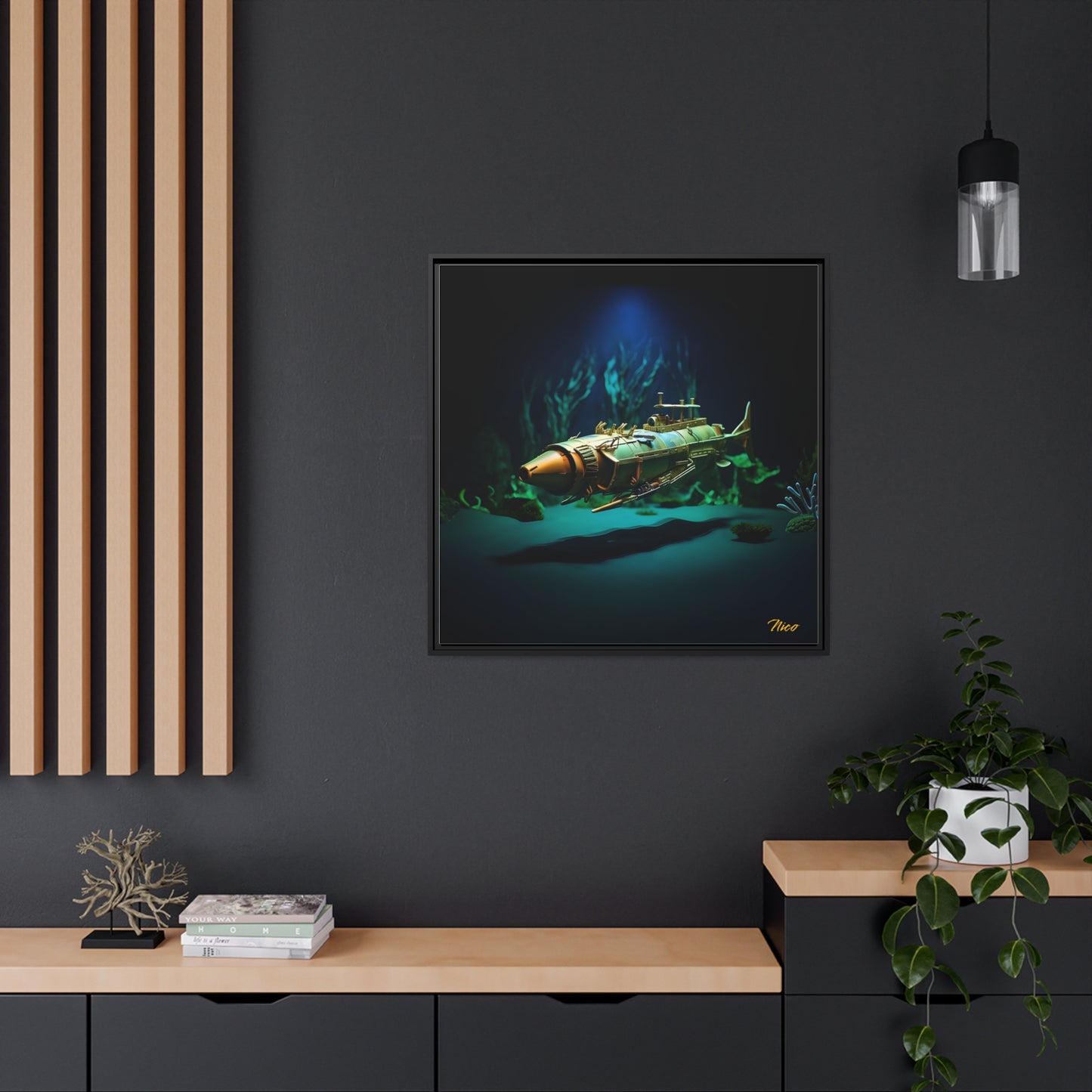 20,000 Under The Sea Series Print #6 - Black Framed Canvas Print