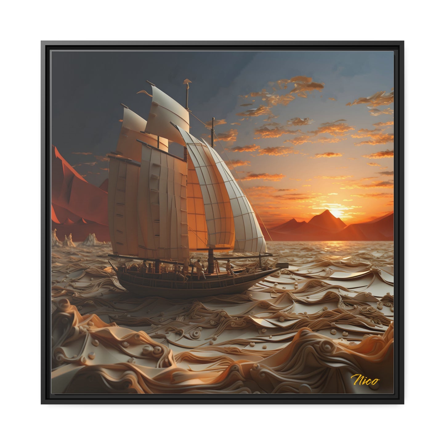 Into The Sunset Series Print #1 - Black Framed Canvas Print