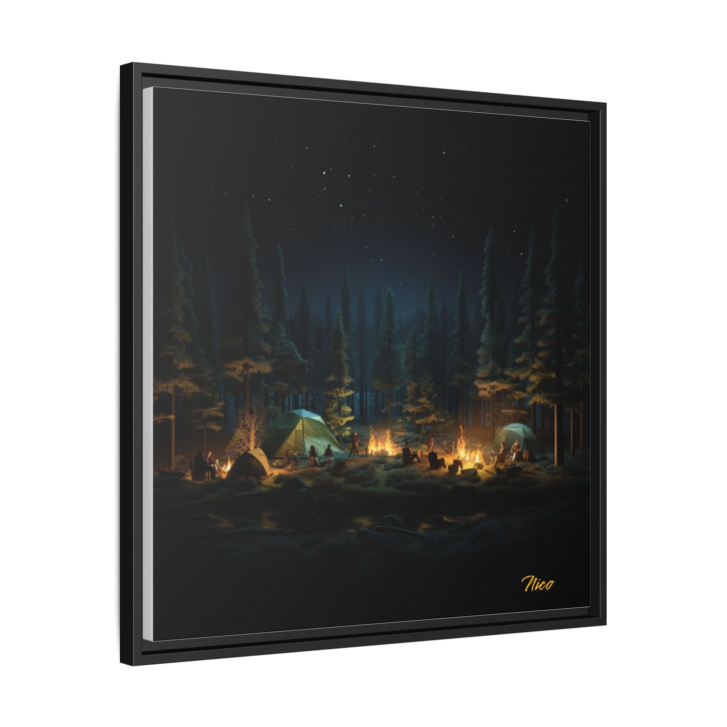 Under The Starry Skies Series Print #2 - Black Framed Canvas Print