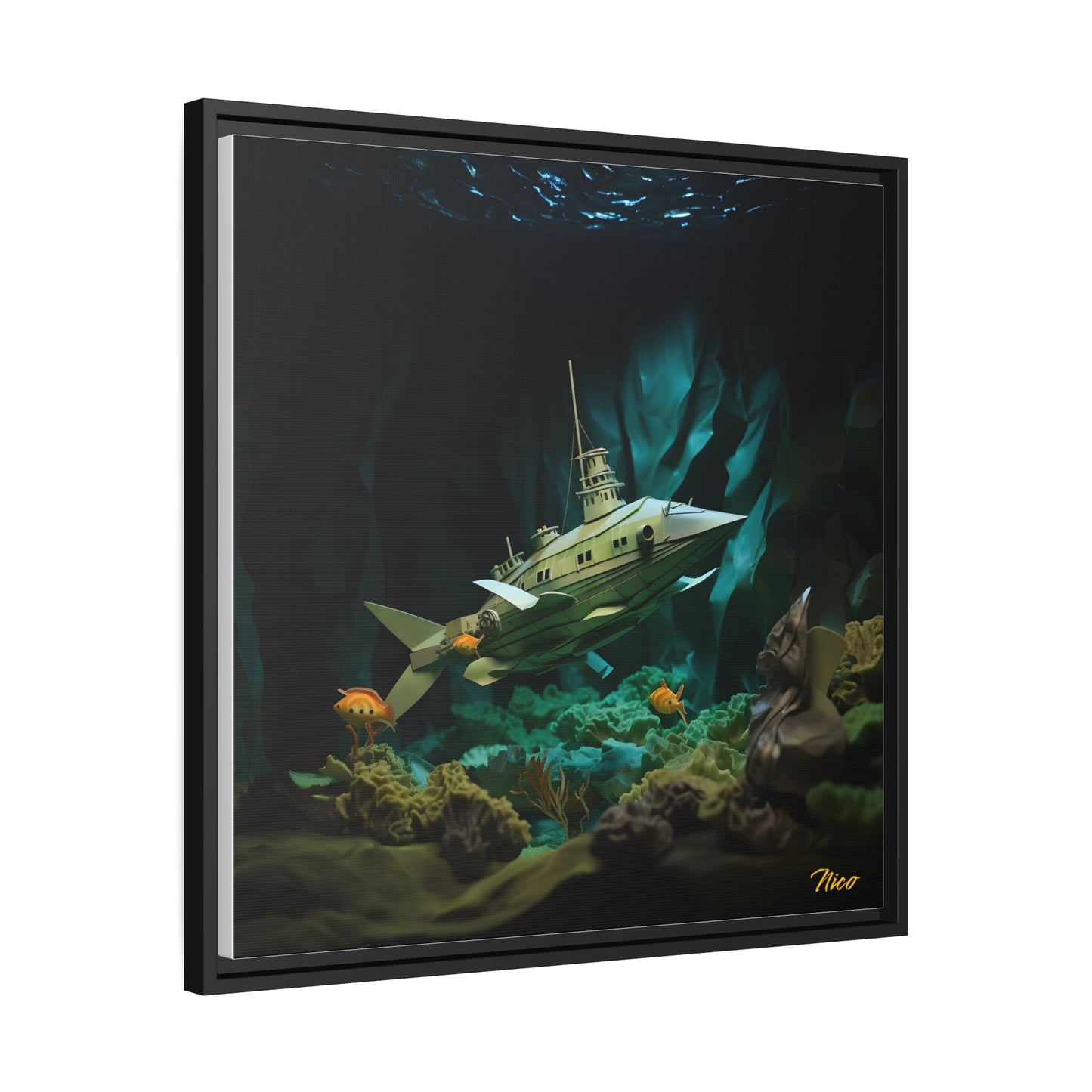 20,000 Under The Sea Series Print #8 - Black Framed Canvas Print