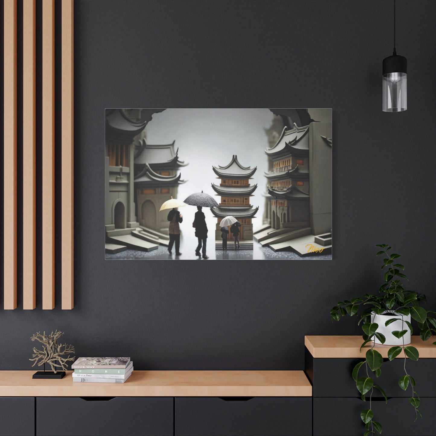 Oriental Rain Series Print #5 - Streched Matte Extended Canvas Print, 1.25" Thick