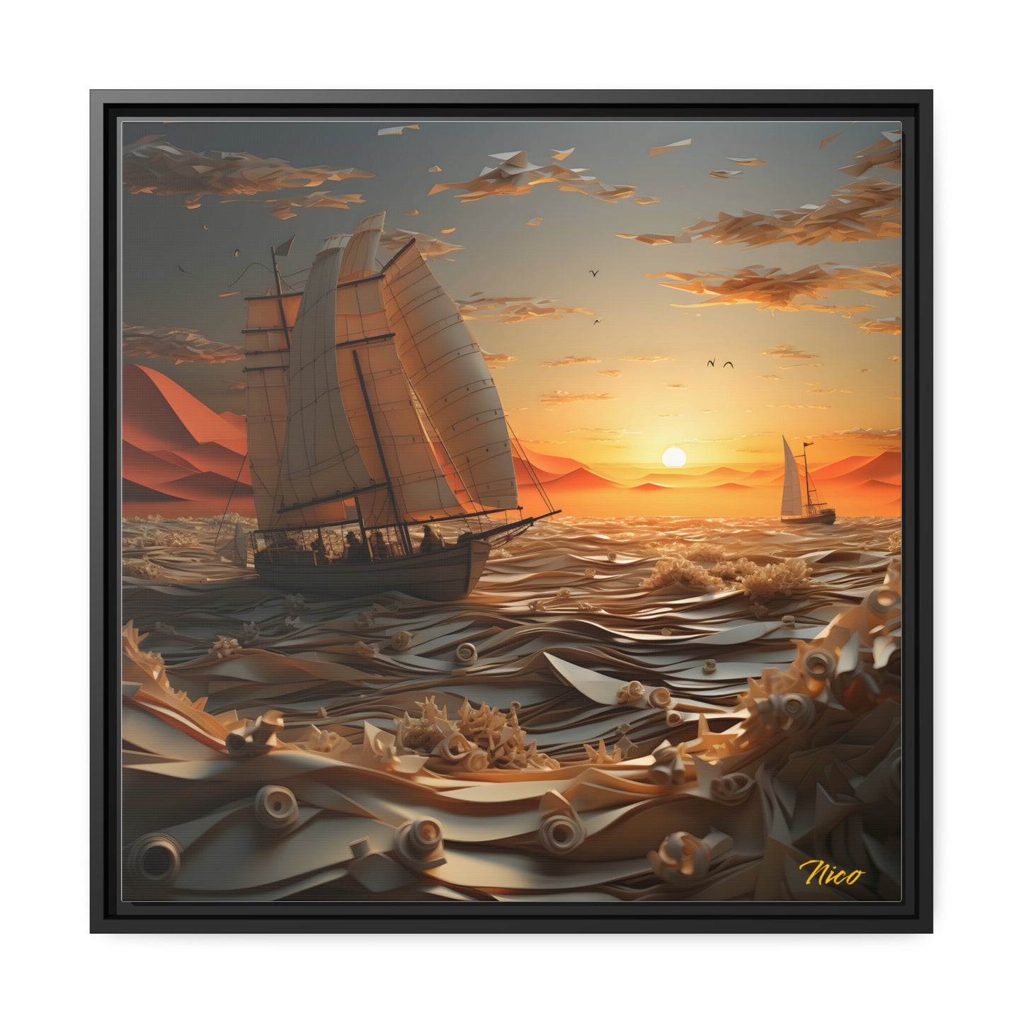 Into The Sunset Series Print #5 - Black Framed Canvas Print