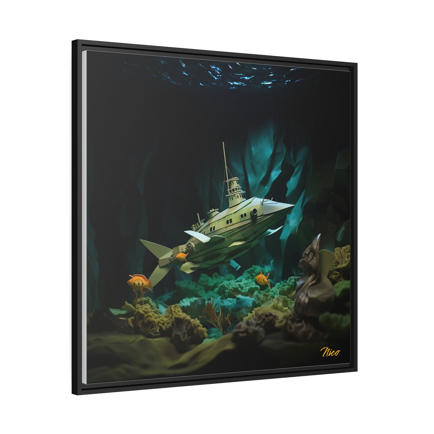 20,000 Under The Sea Series Print #8 - Black Framed Canvas Print