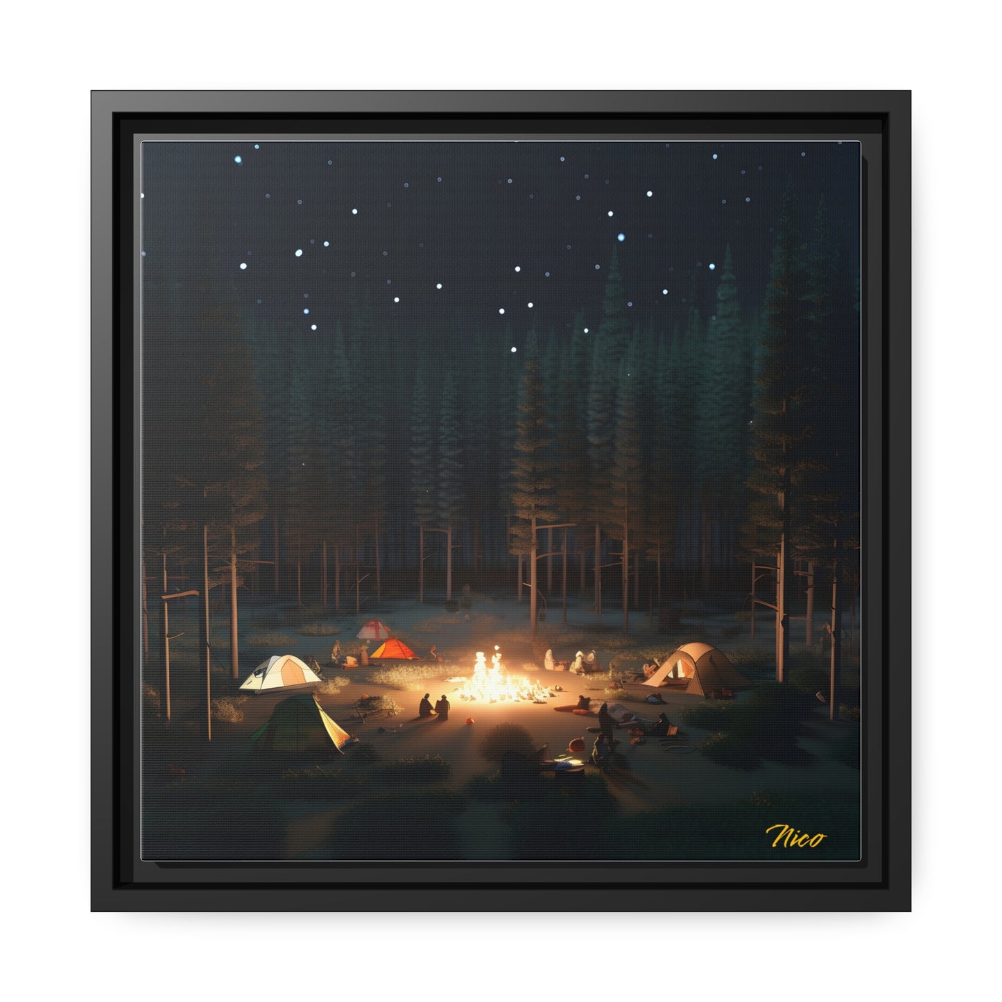 Campfire Series Print #2 - Black Framed Canvas Print