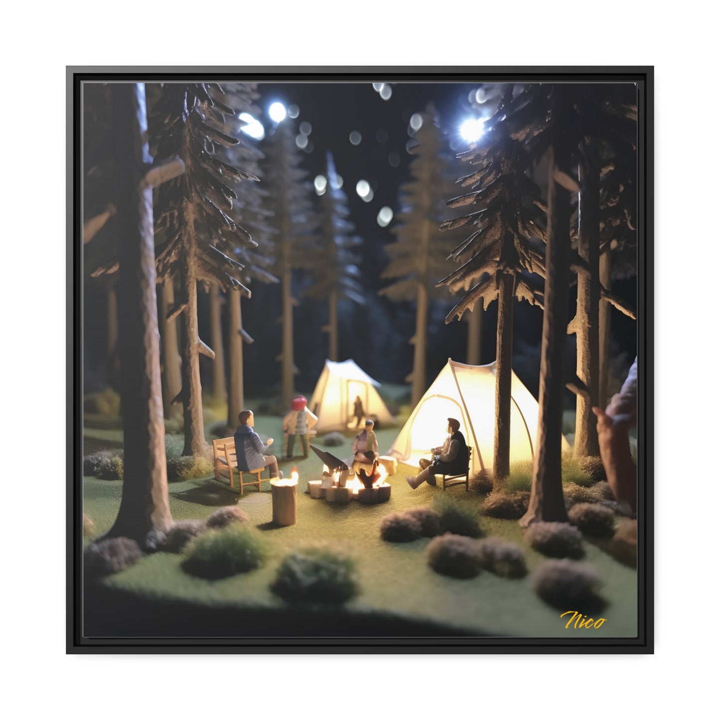 Campfire Series Print #7 - Black Framed Canvas Print