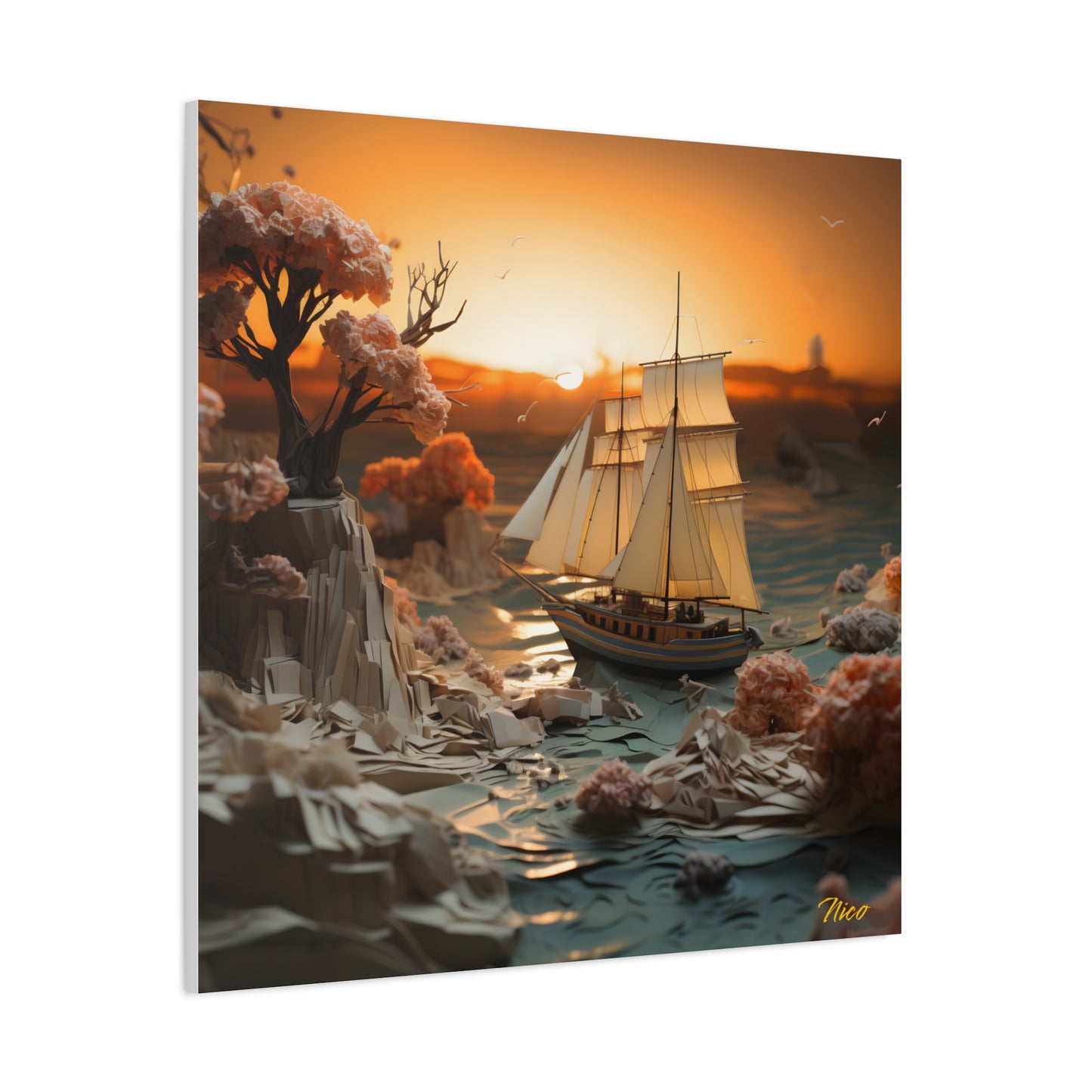 Into The Sunset Series Print #3 - Streched Matte Canvas Print, 1.25" Thick