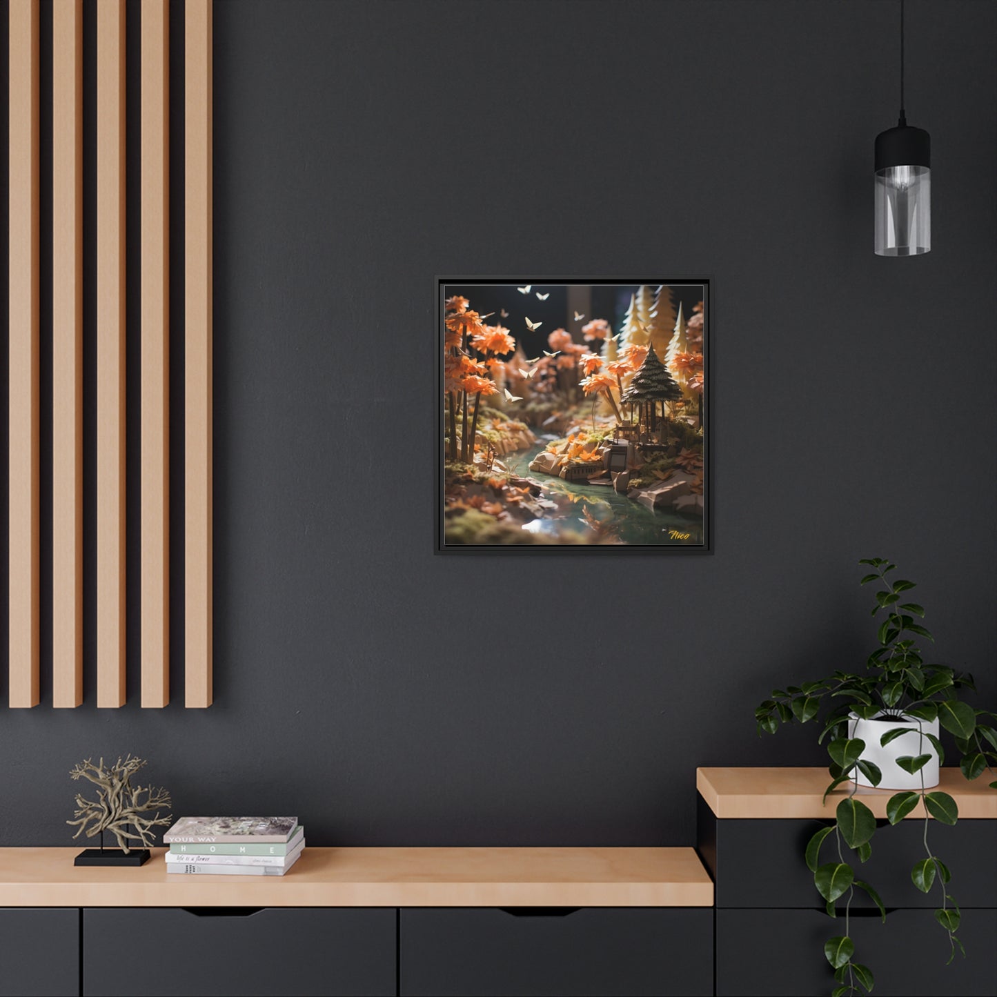 Relaxing By The Brook Series Print #3 - Black Framed Canvas Print