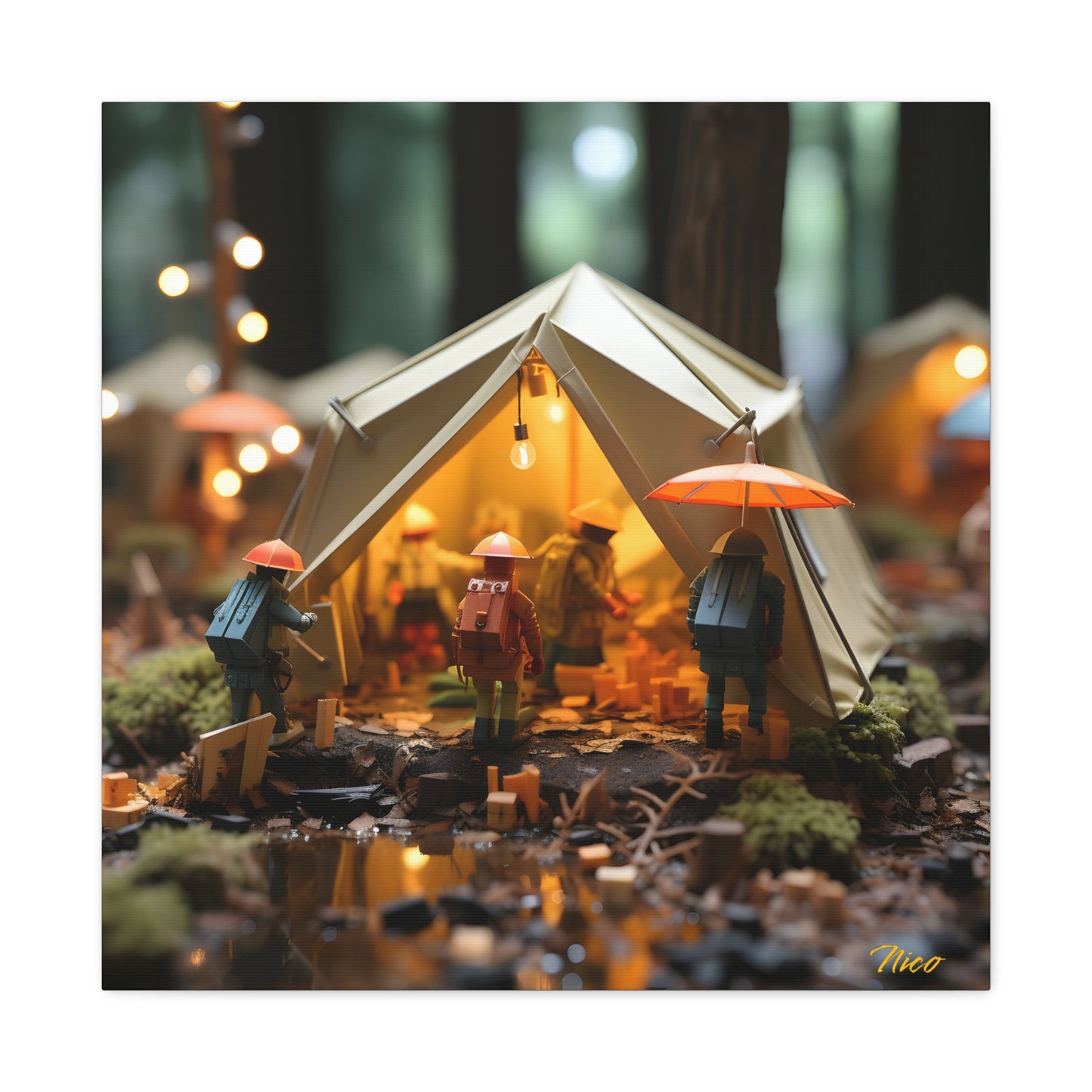 Camping In The Rain Series Print #5 - Streched Matte Canvas Print, 1.25" Thick