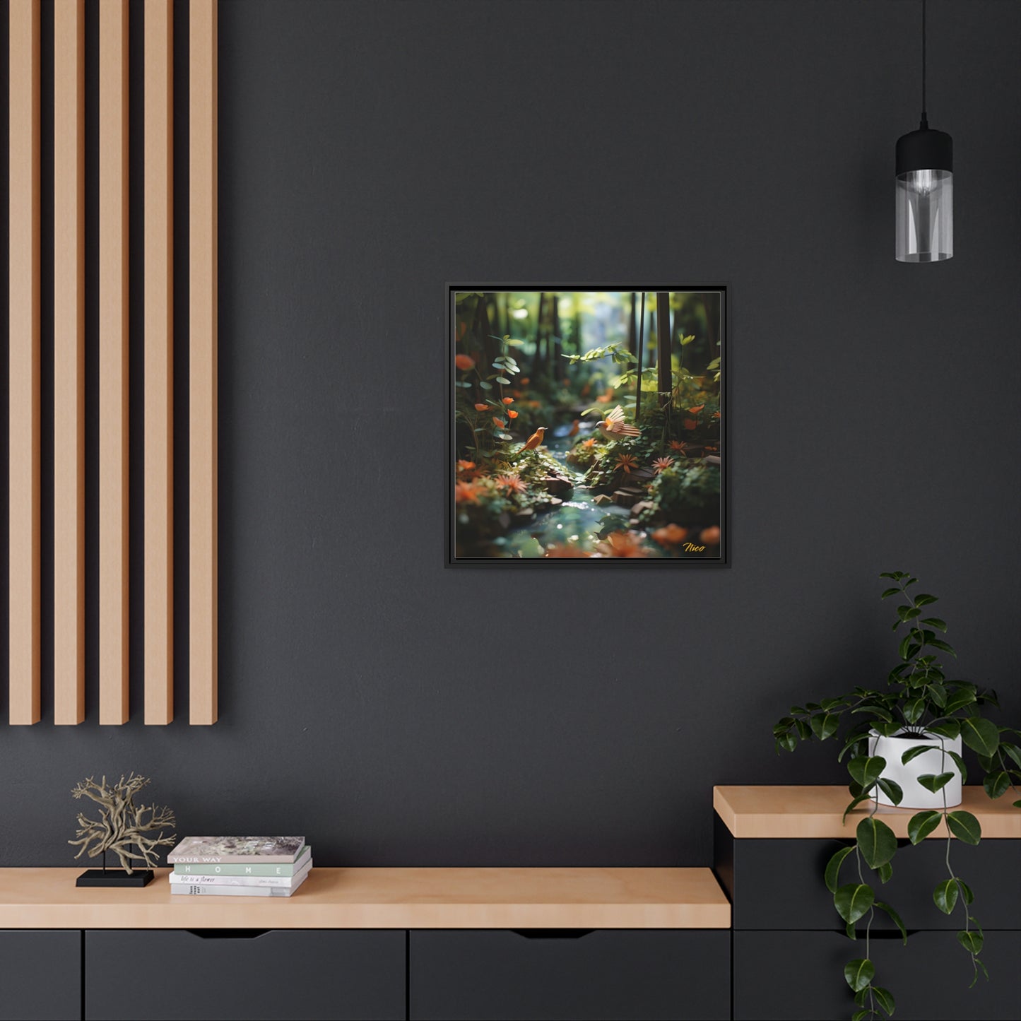 Relaxing By The Brook Series Print #6 - Impression sur toile encadrée noire