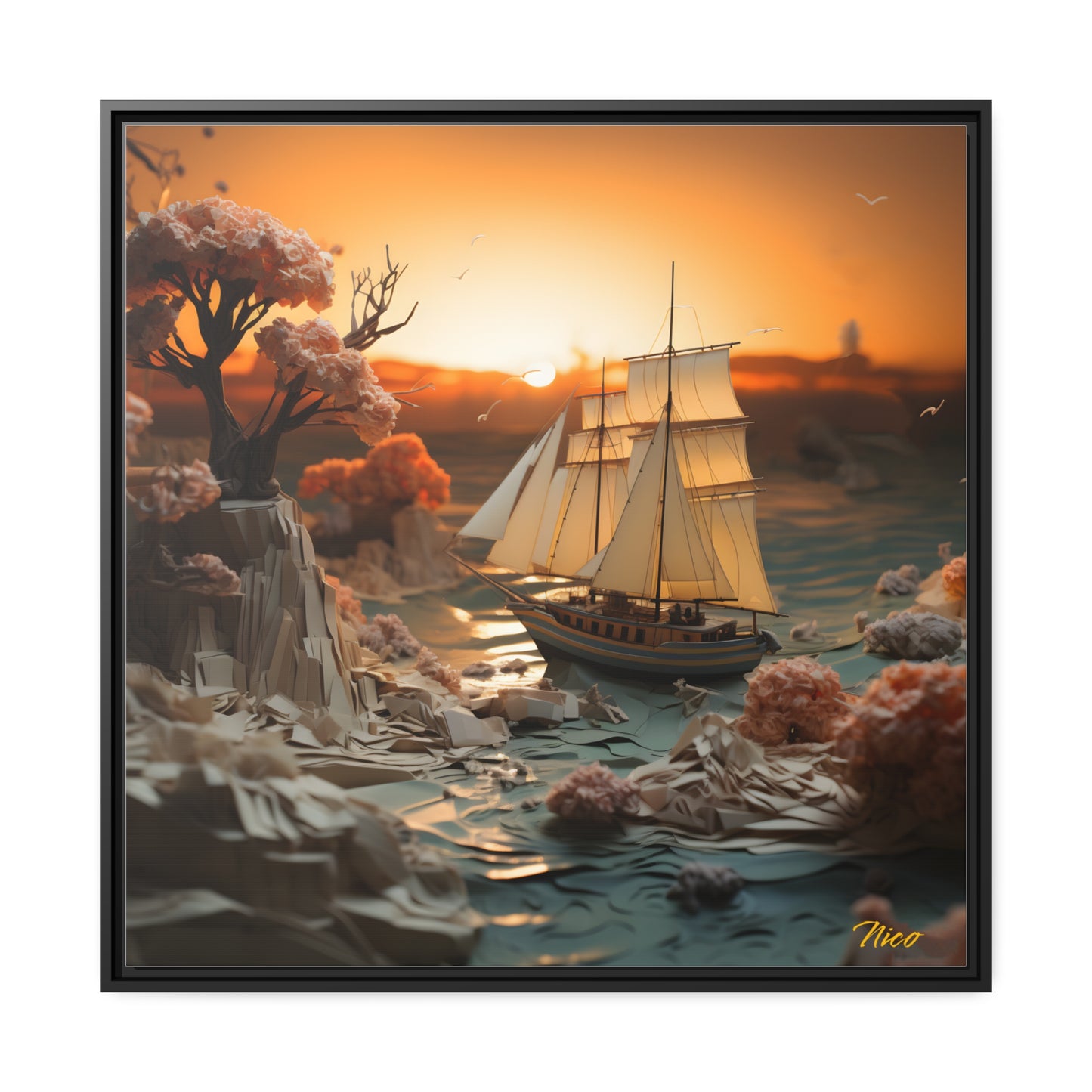 Into The Sunset Series Print #3 - Black Framed Canvas Print