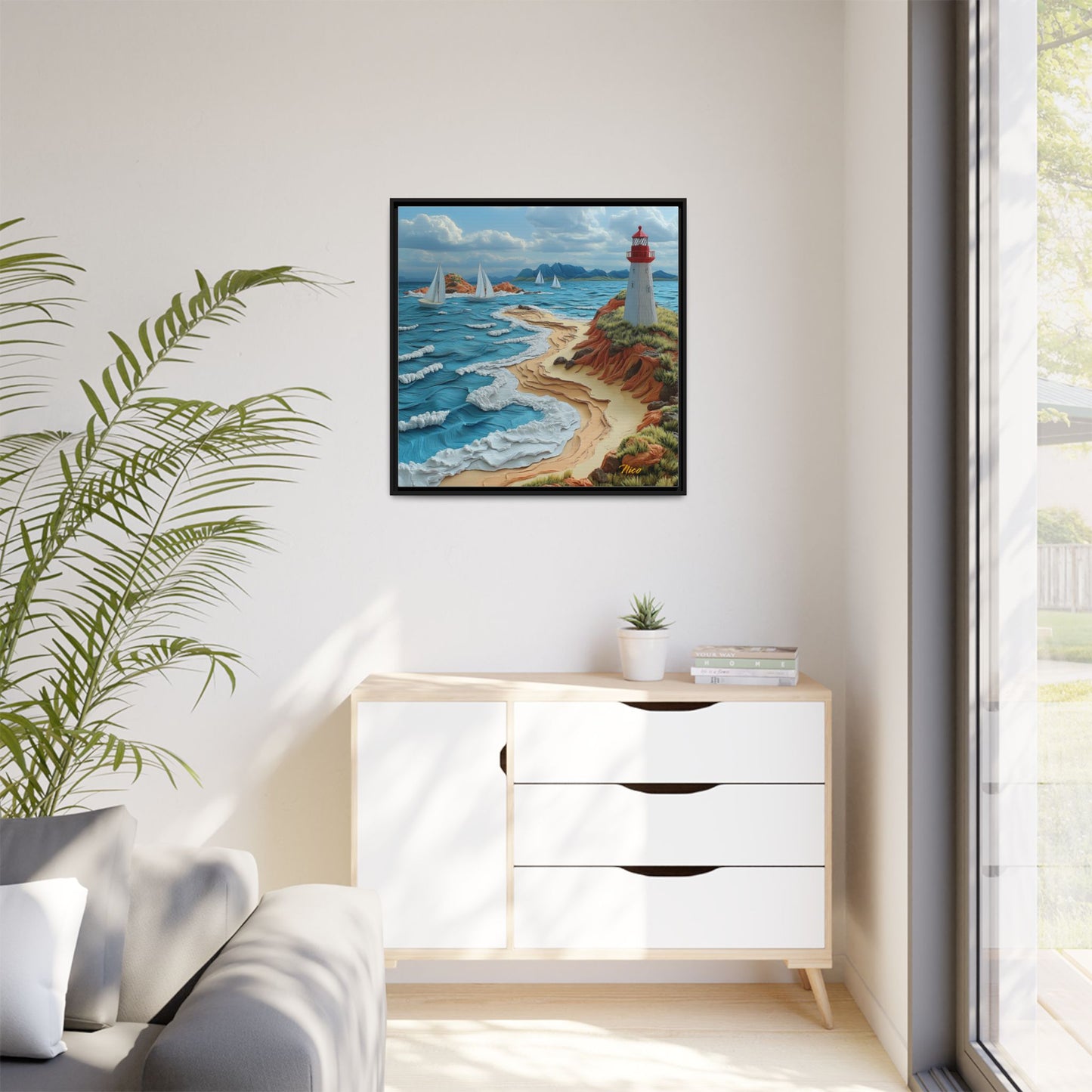 By The Seaside Series Print #4 - Black Framed Canvas Print