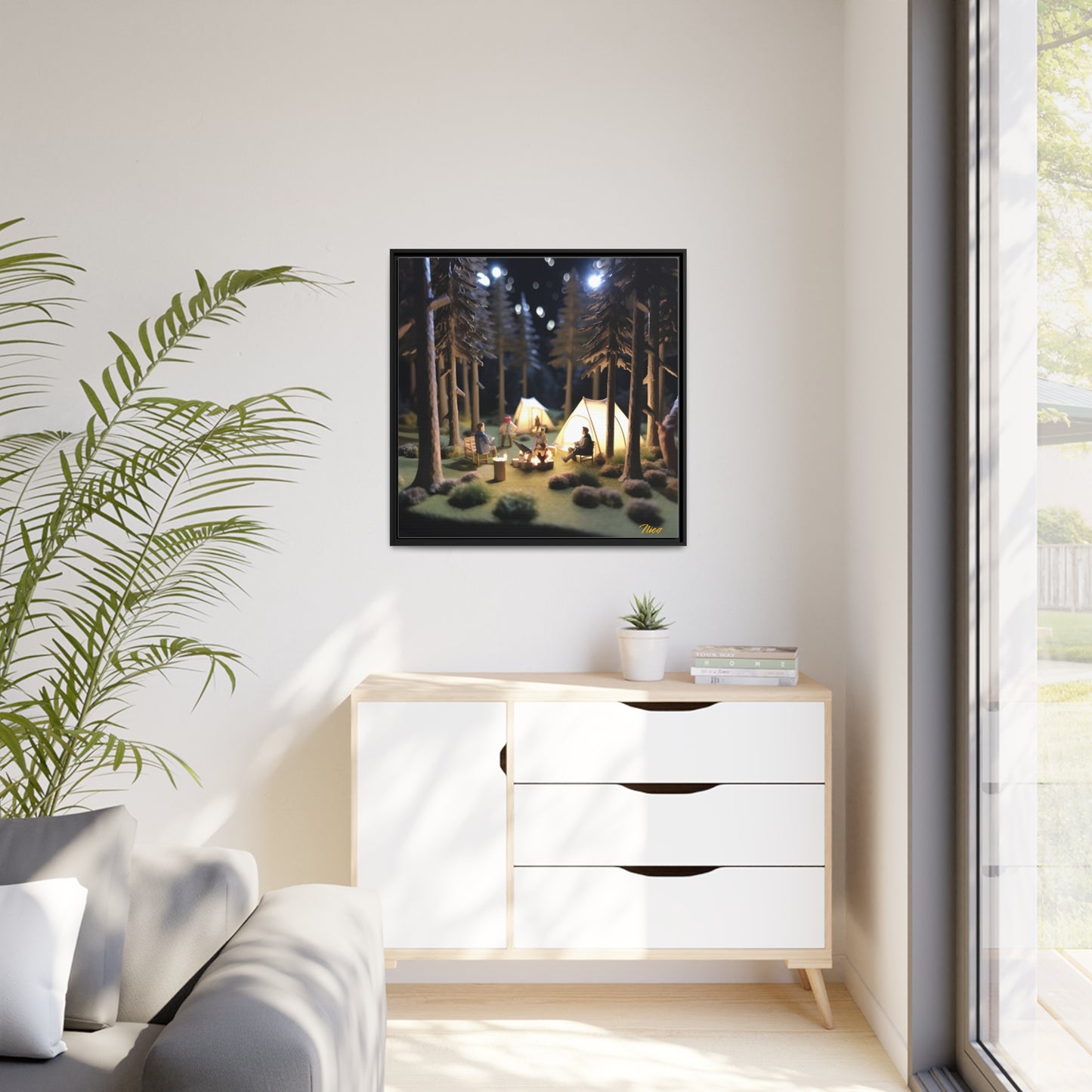 Campfire Series Print #7 - Black Framed Canvas Print