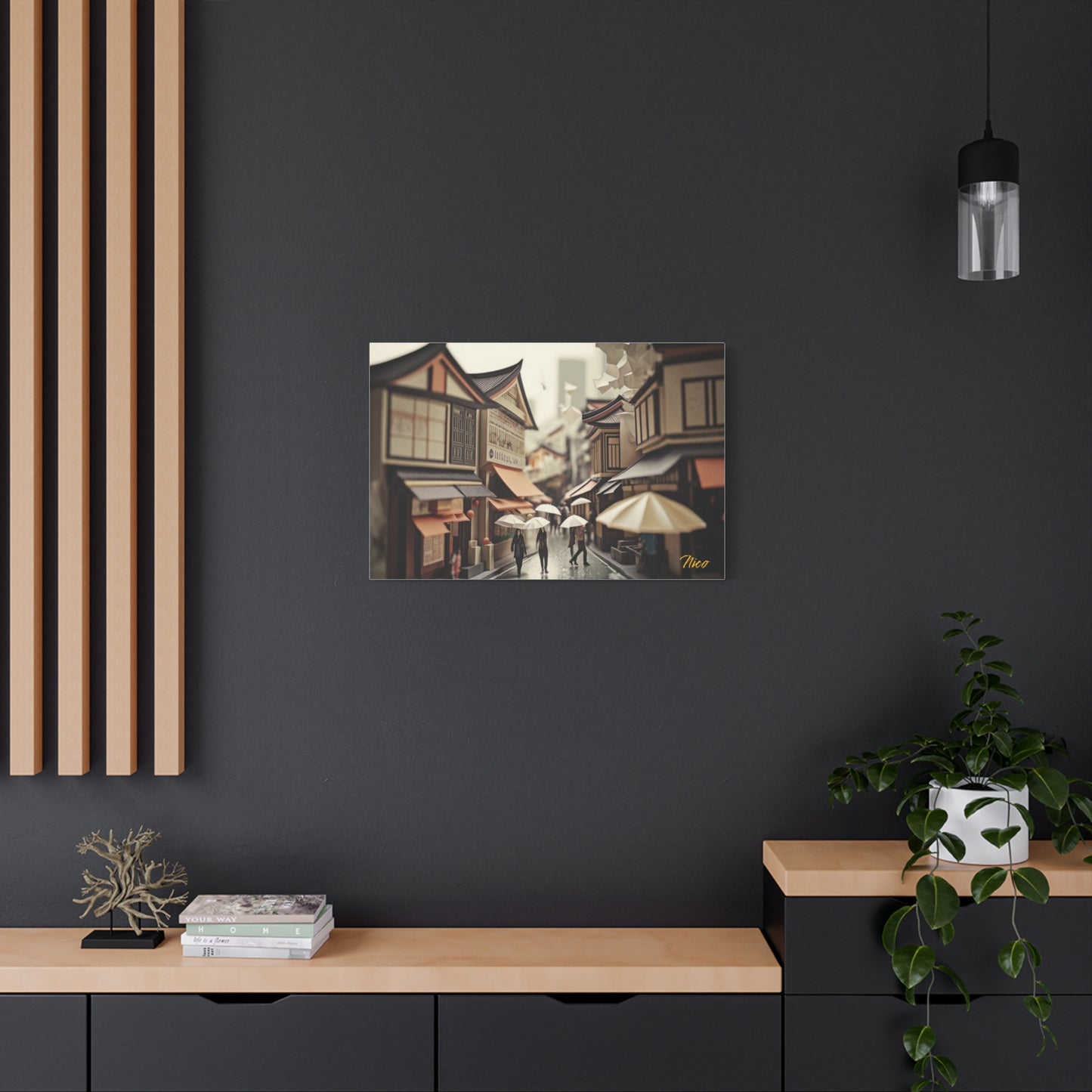 Oriental Rain Series Print #7 - Streched Matte Extended Canvas Print, 1.25" Thick