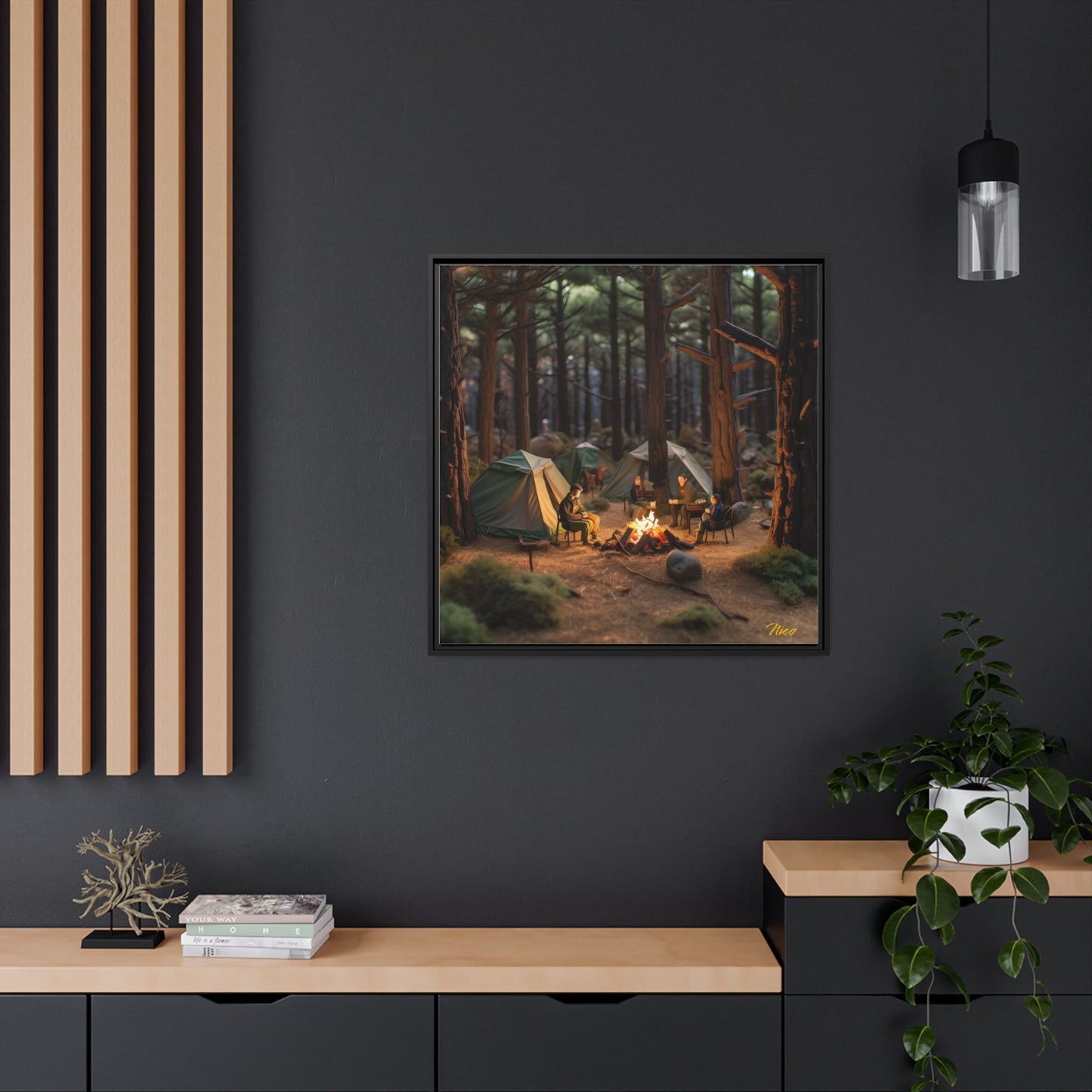 Campfire Series Print #1 - Black Framed Canvas Print