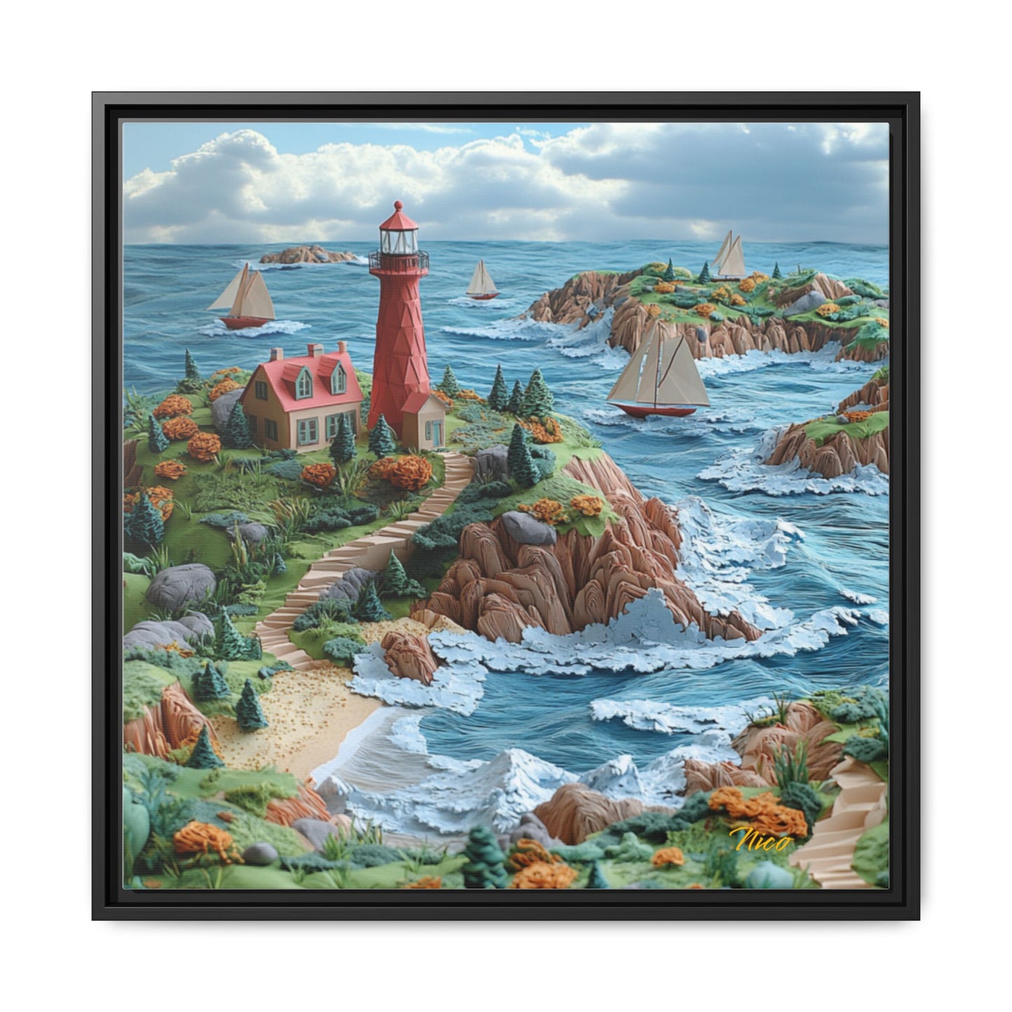 By The Seaside Series Print #6 - Black Framed Canvas Print