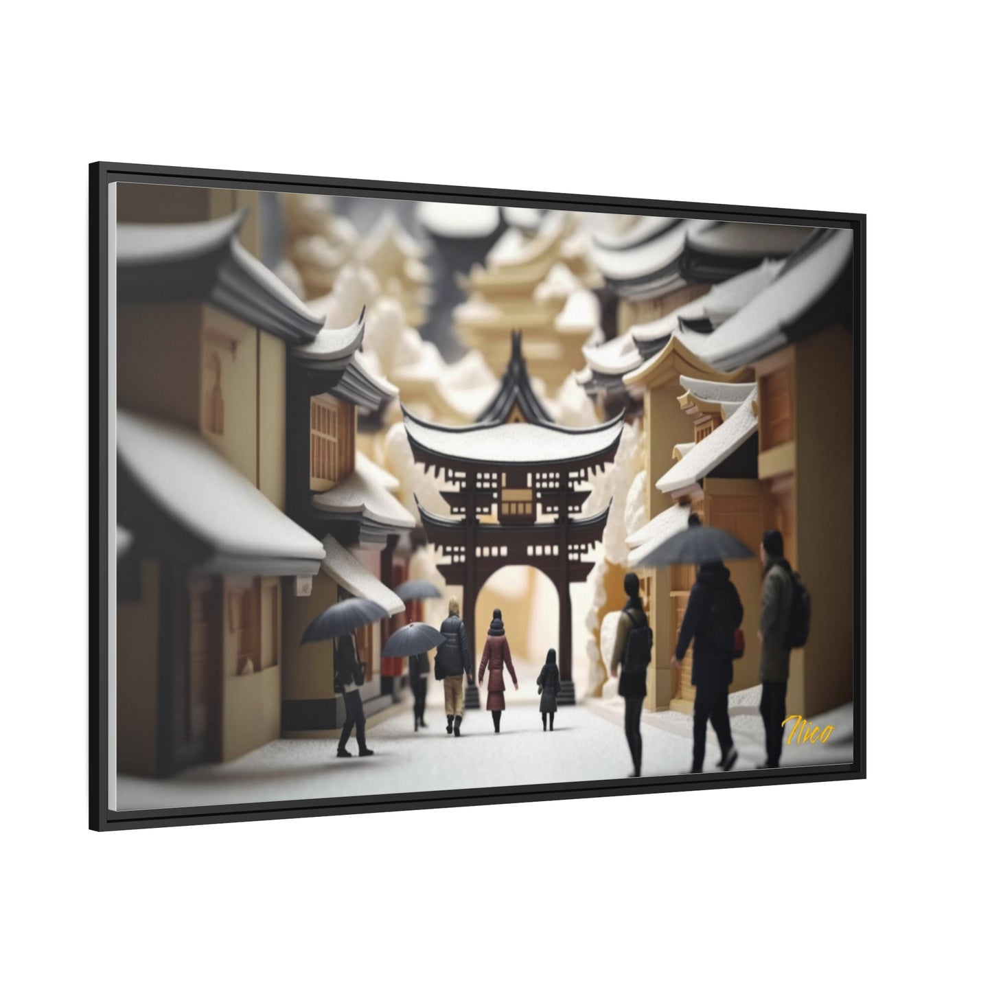 Asian Snow Series Print #8 - Extended Black Framed Canvas Print