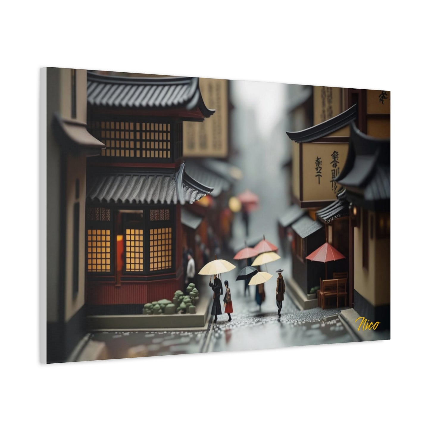 Oriental Rain Series Print #9 - Streched Matte Extended Canvas Print, 1.25" Thick