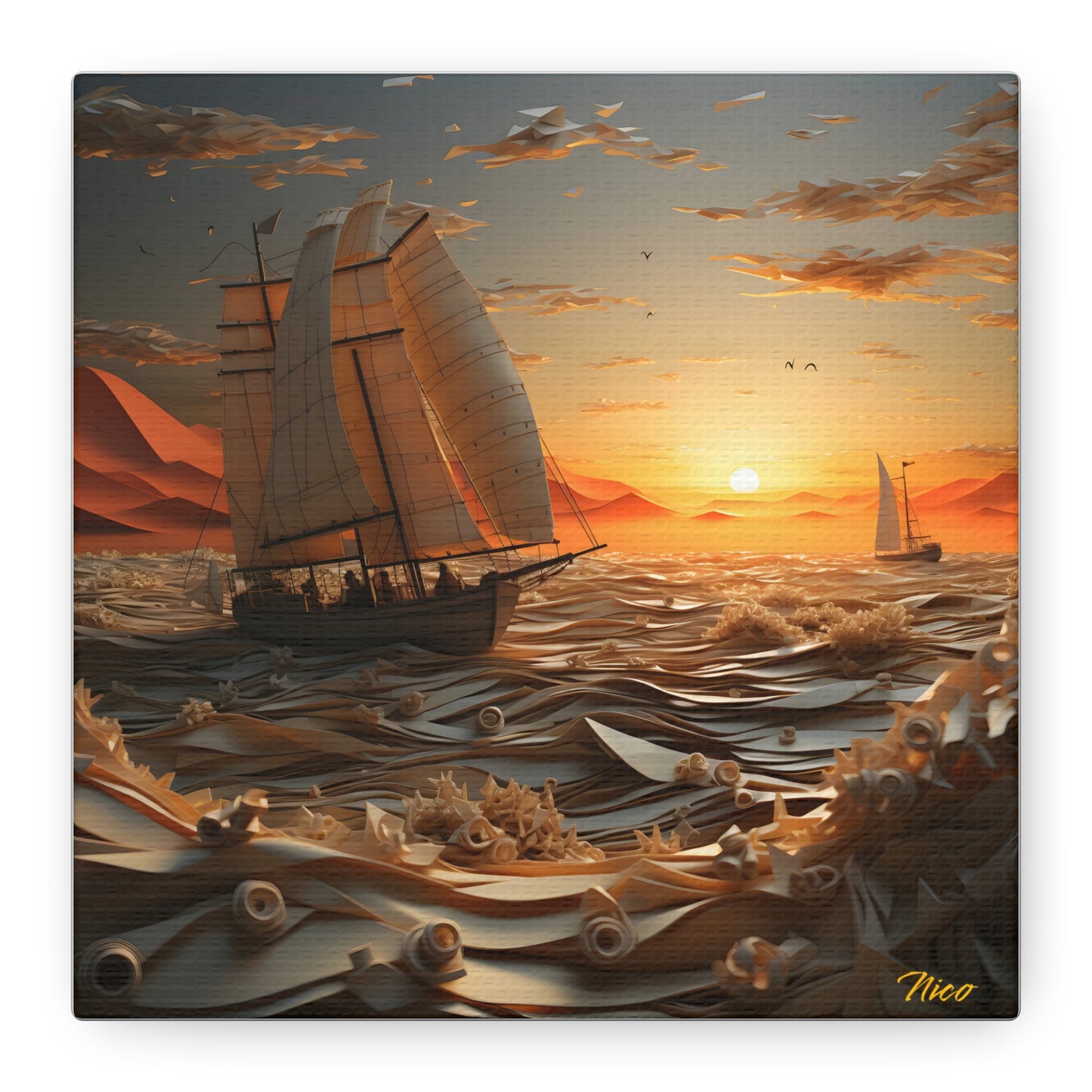 Into The Sunset Series Print #5 - Streched Matte Canvas Print, 1.25" Thick