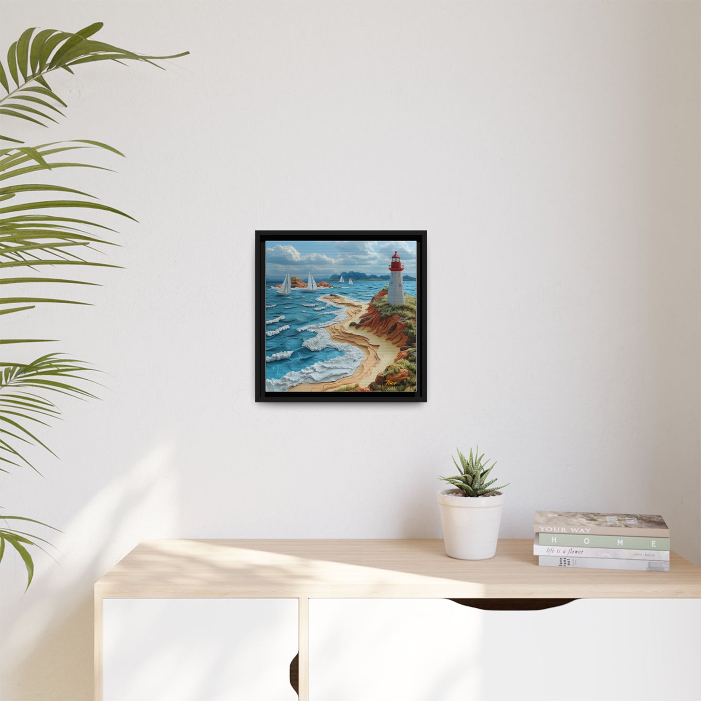 By The Seaside Series Print #4 - Black Framed Canvas Print