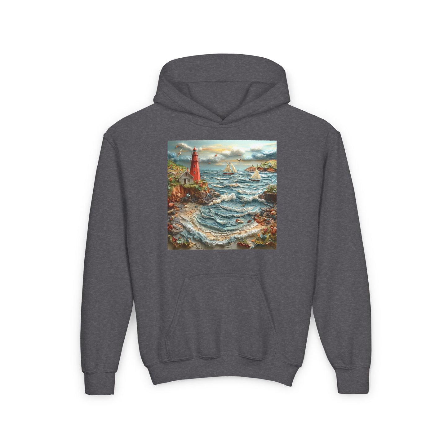 By The Seaside Series Print #2 Youth Heavy Blend Hooded Sweatshirt